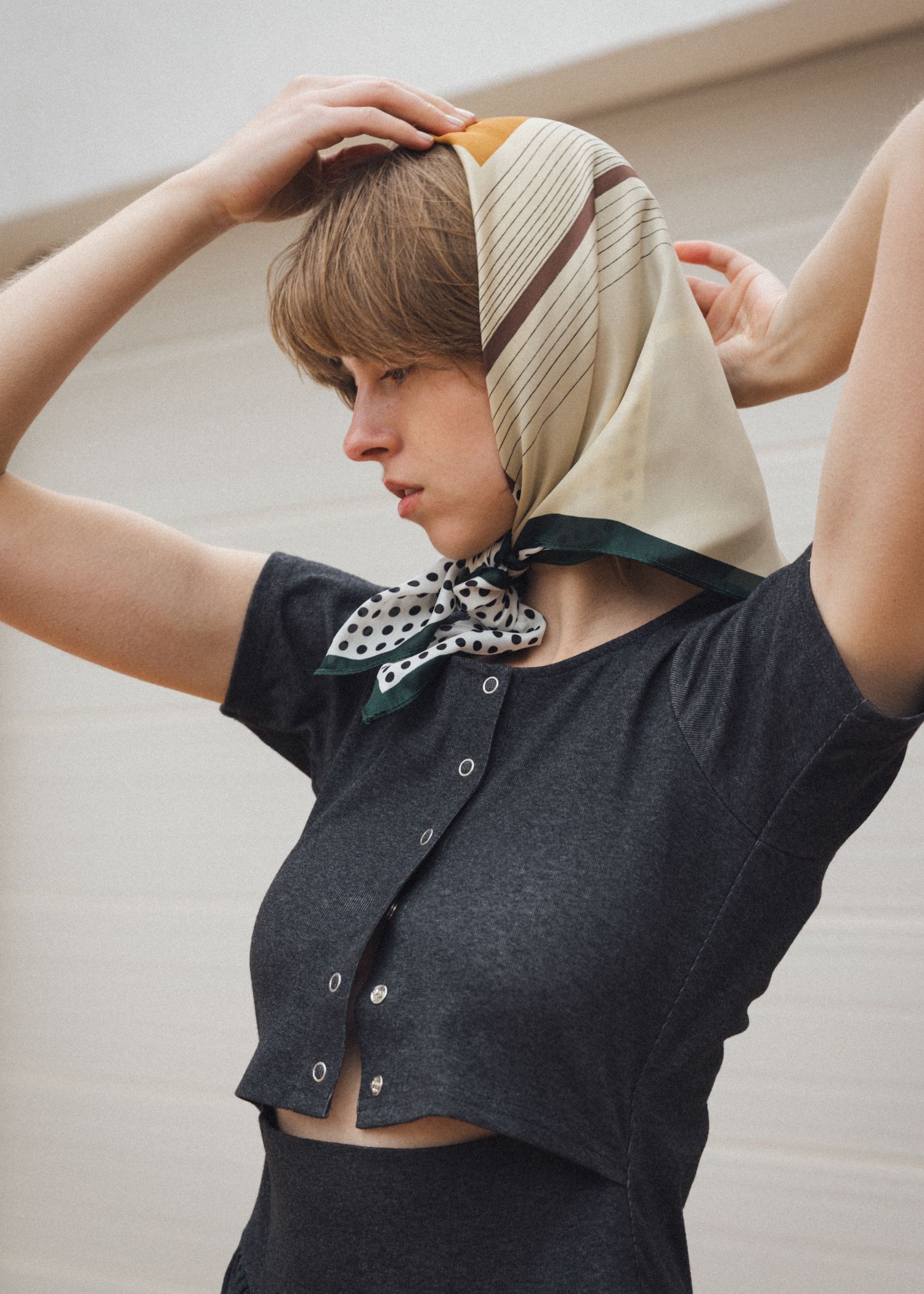 healthy cut out waist snap button OP