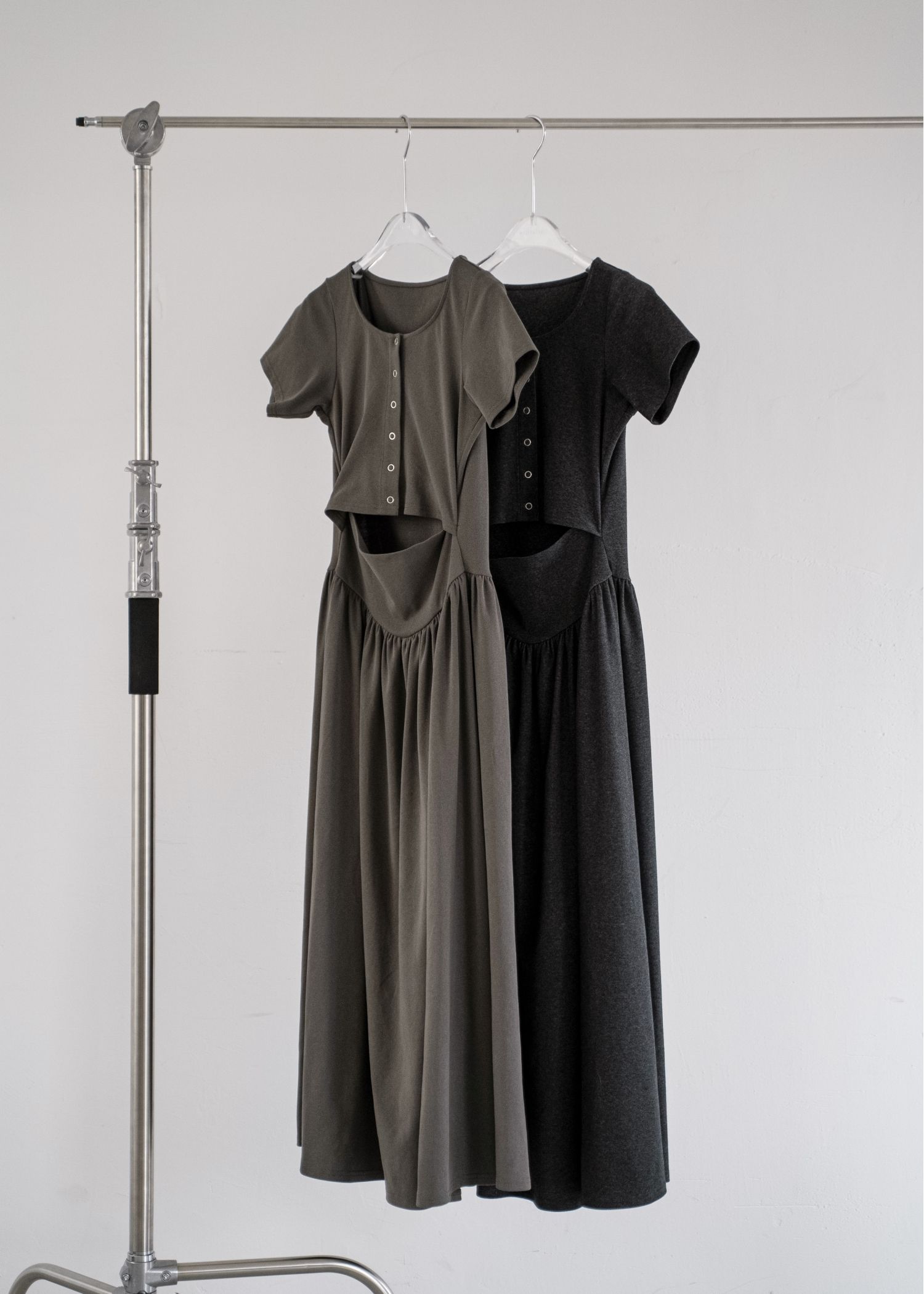 healthy cut out waist snap button OP