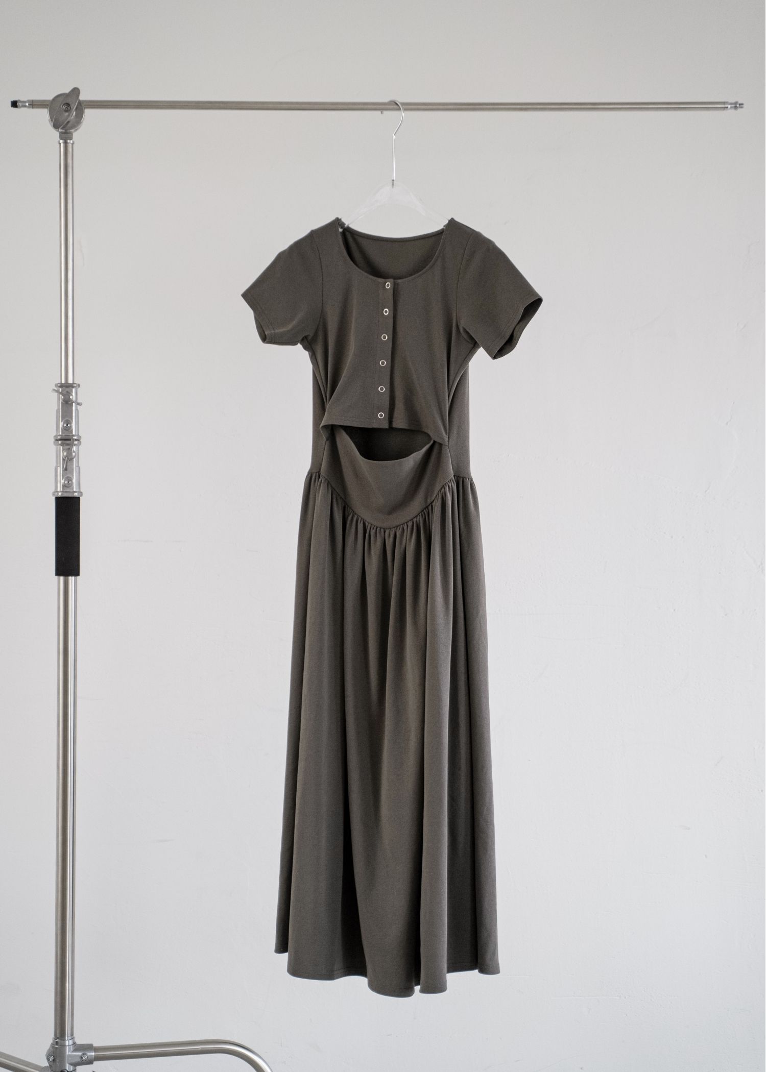 healthy cut out waist snap button OP