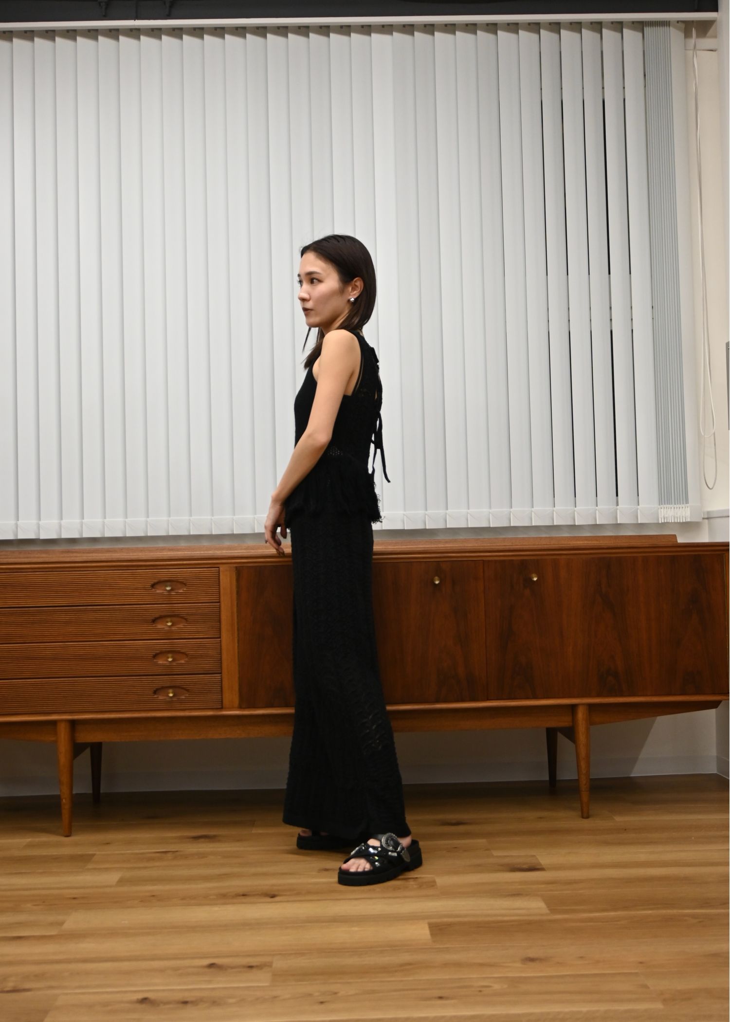 multi pattern jacquard fringe knit OP