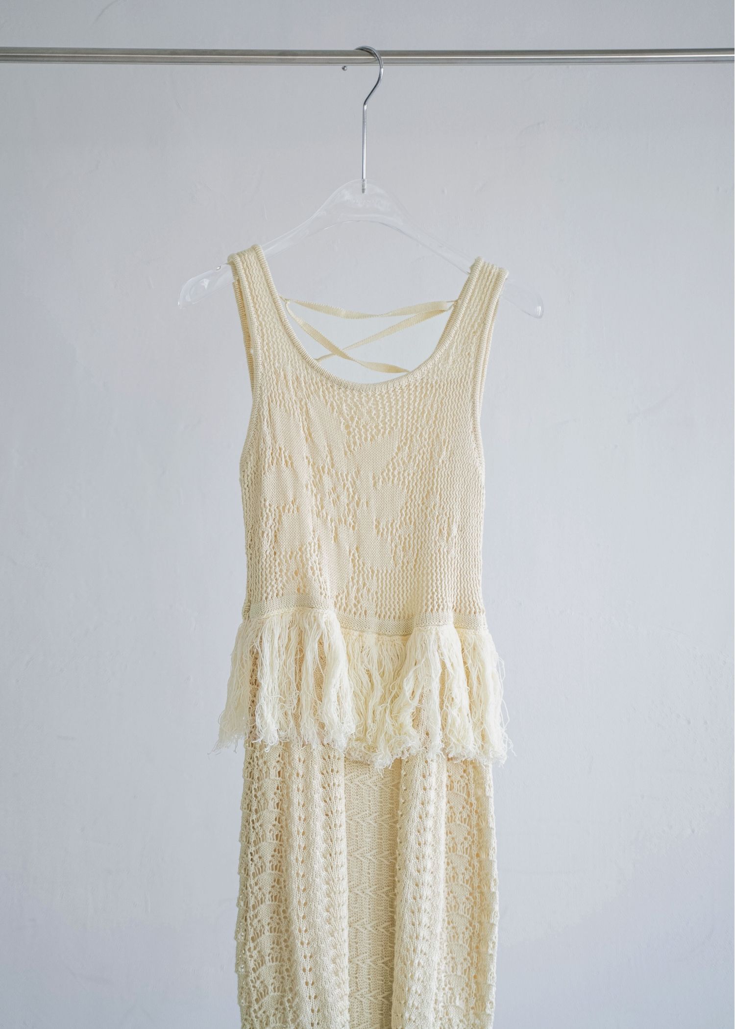 multi pattern jacquard fringe knit OP