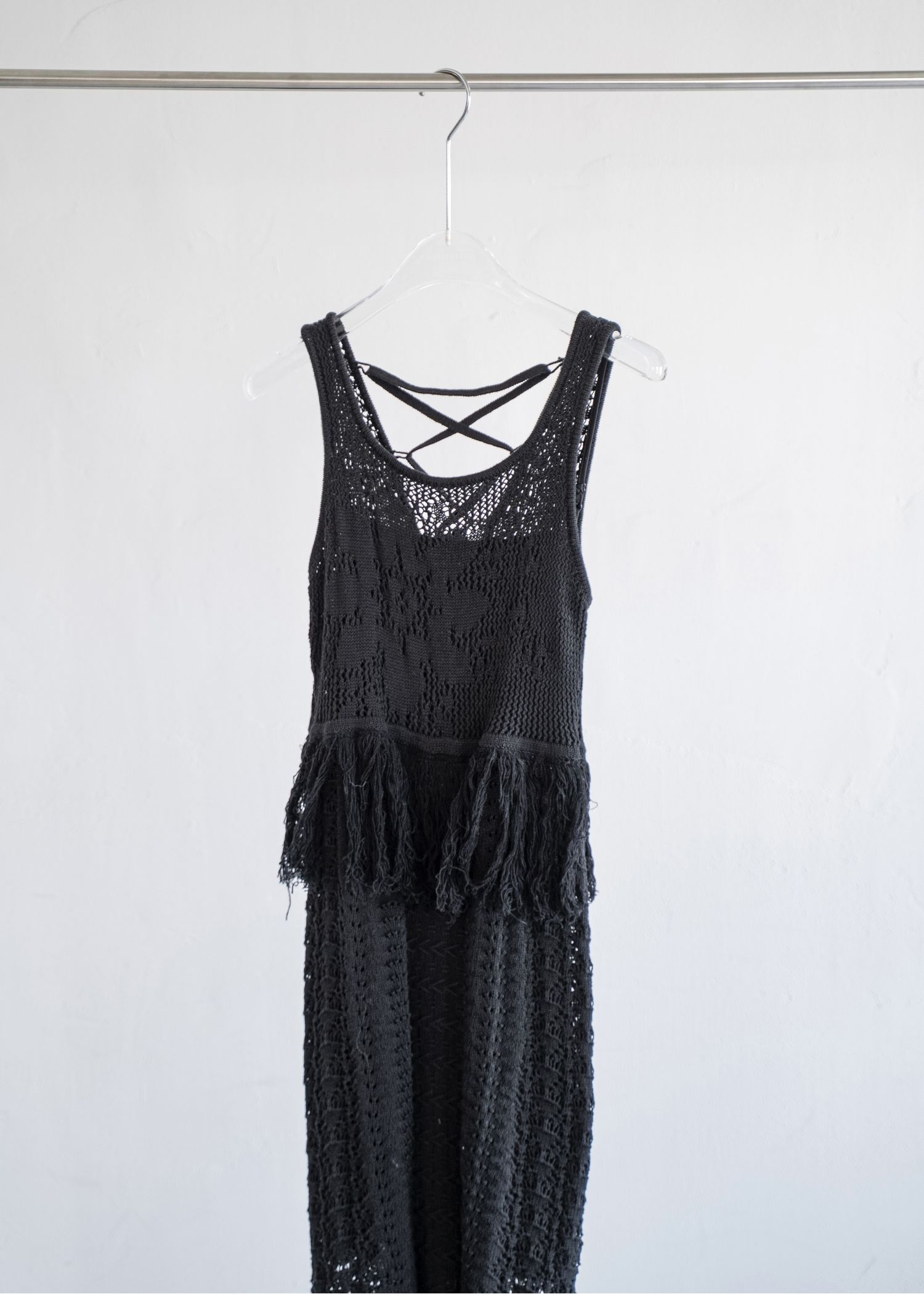 multi pattern jacquard fringe knit OP