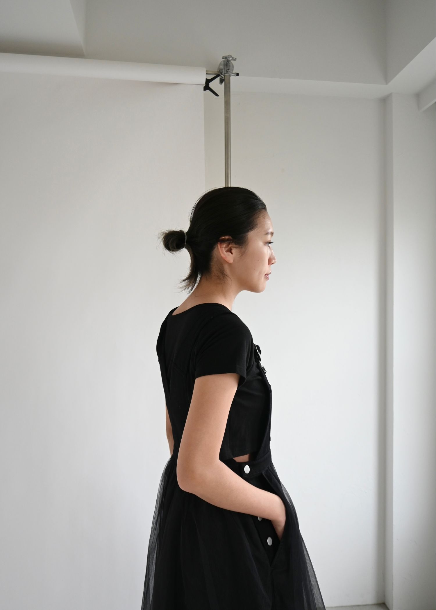 tulle tiered mixed material suspenders OP