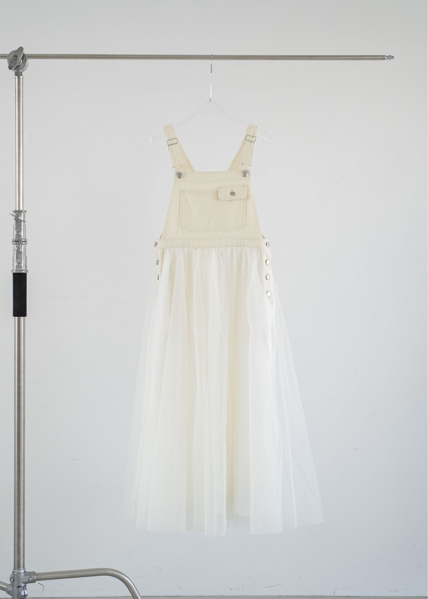 tulle tiered mixed material suspenders OP