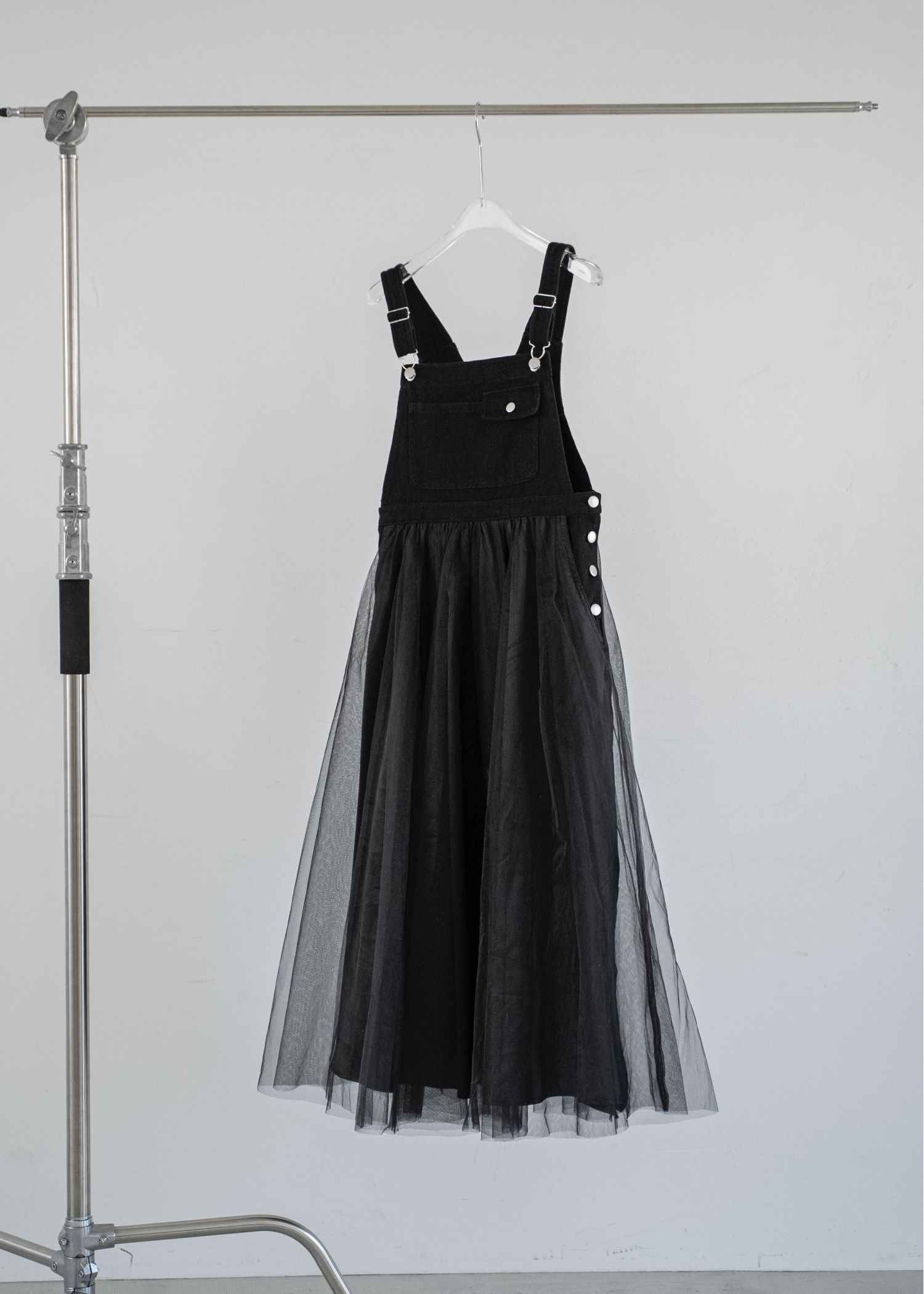 tulle tiered mixed material suspenders OP