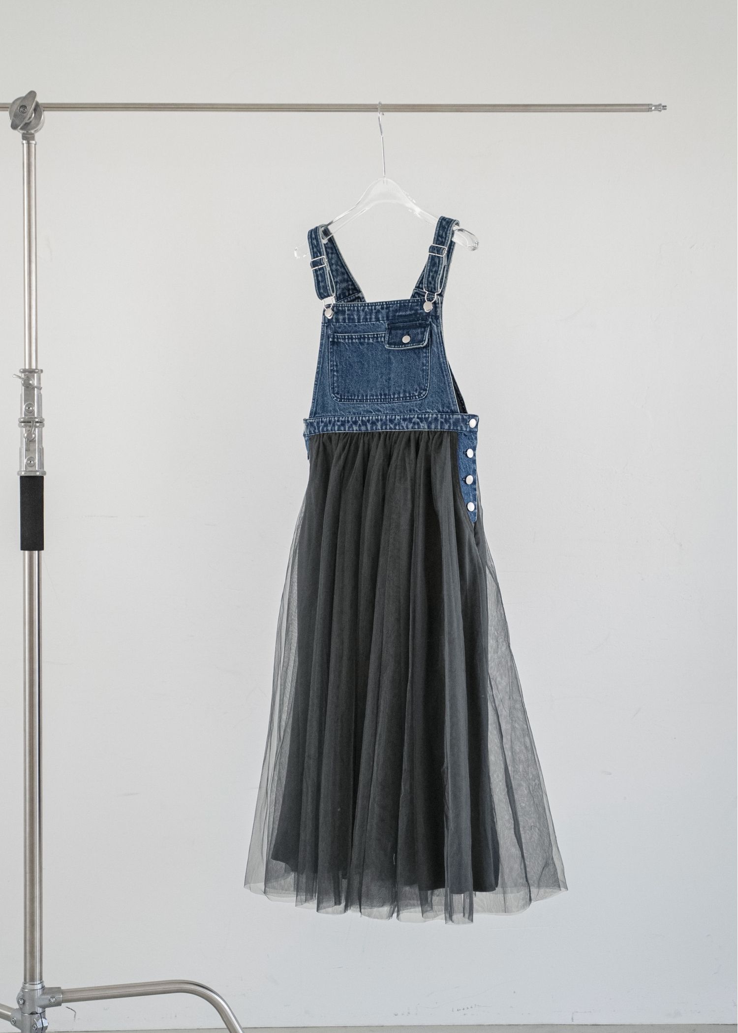 tulle tiered mixed material suspenders OP