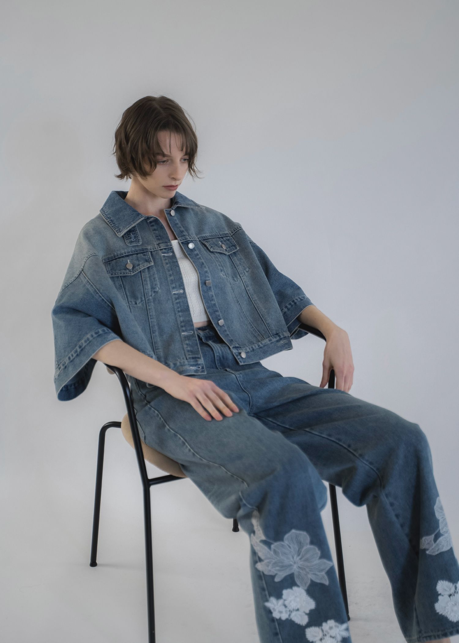 trucker detail denim poncho JK