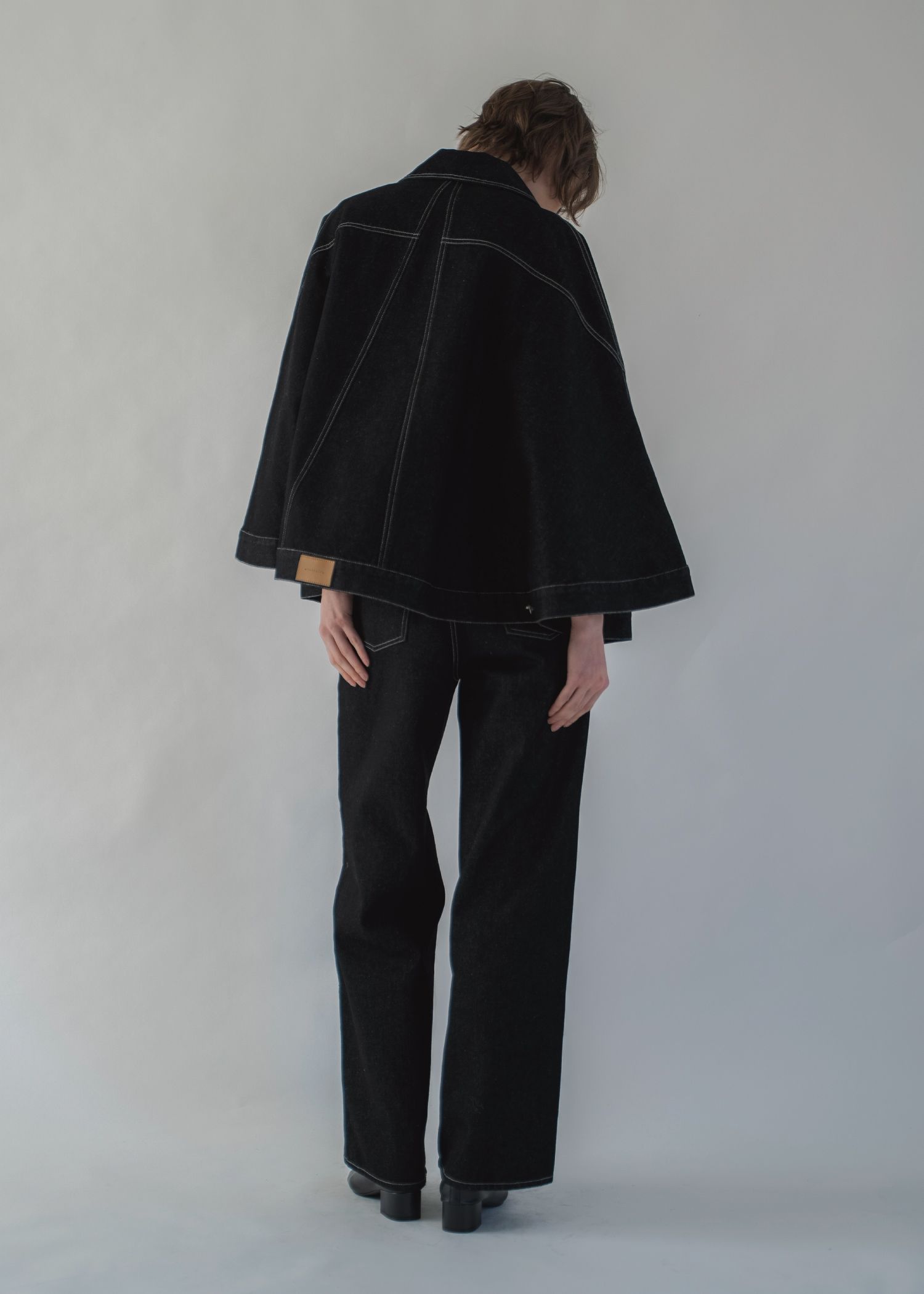 trucker detail denim poncho JK