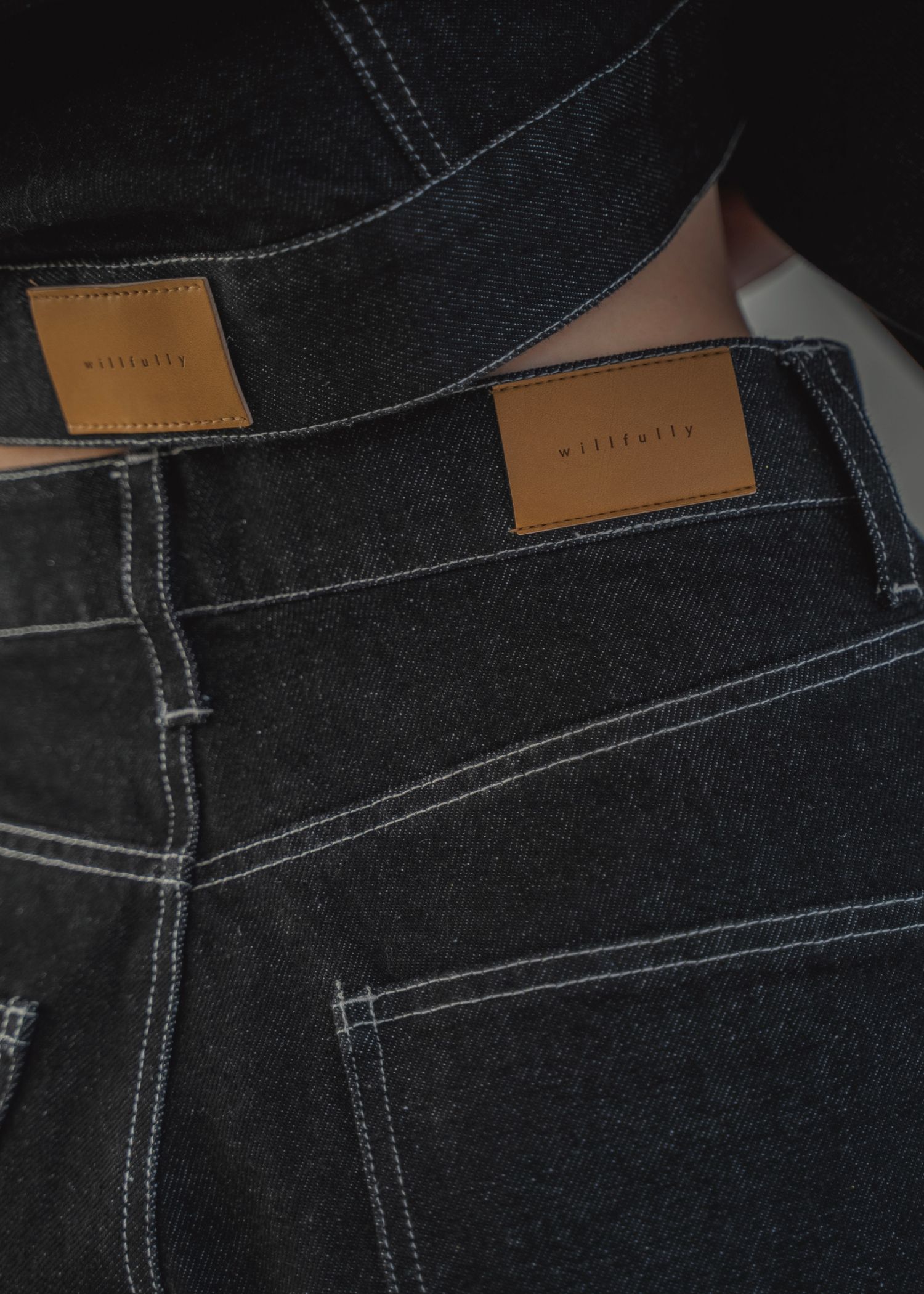 trucker detail denim poncho JK