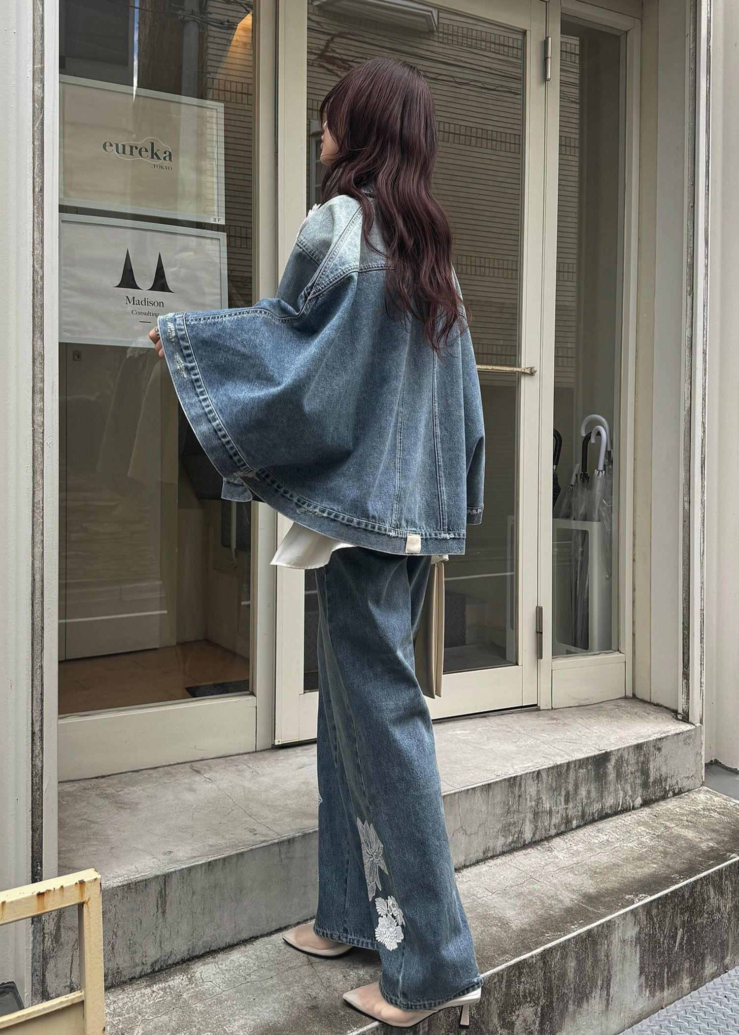 trucker detail denim poncho JK