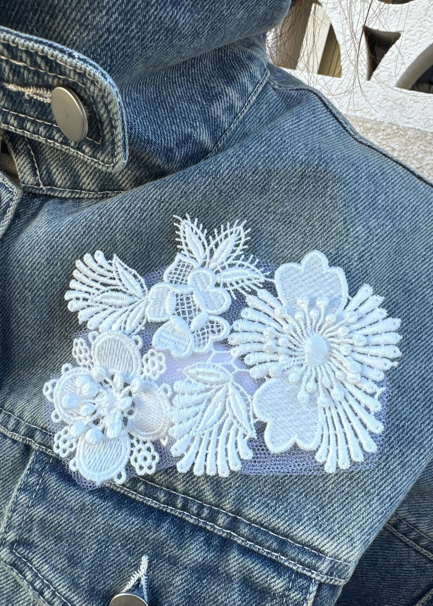 trucker detail denim poncho JK