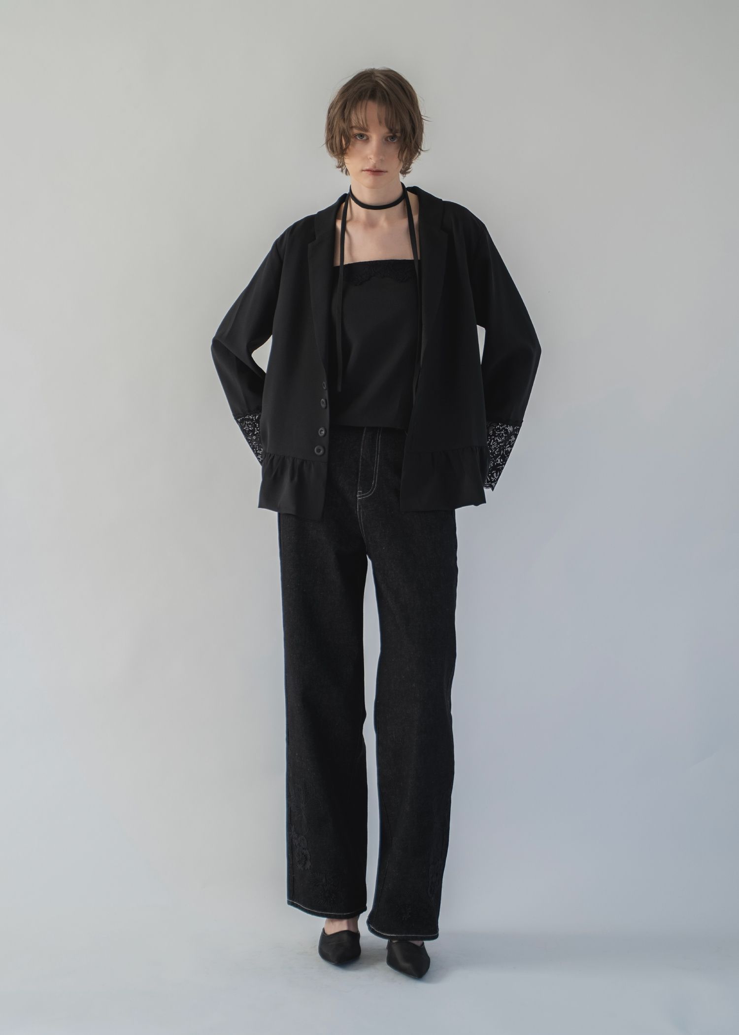 cuffs lace hem balloon frill JK