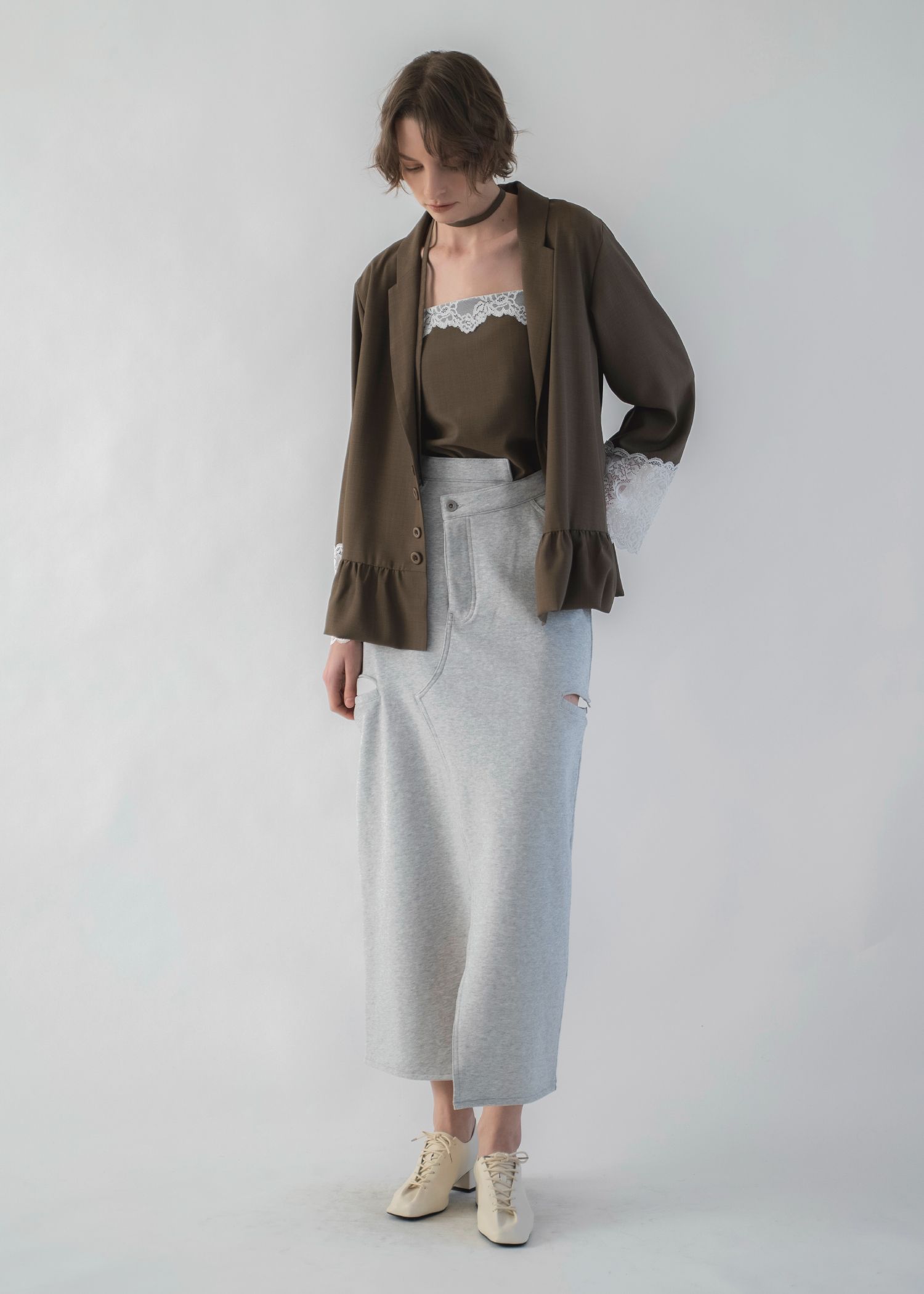 cuffs lace hem balloon frill JK