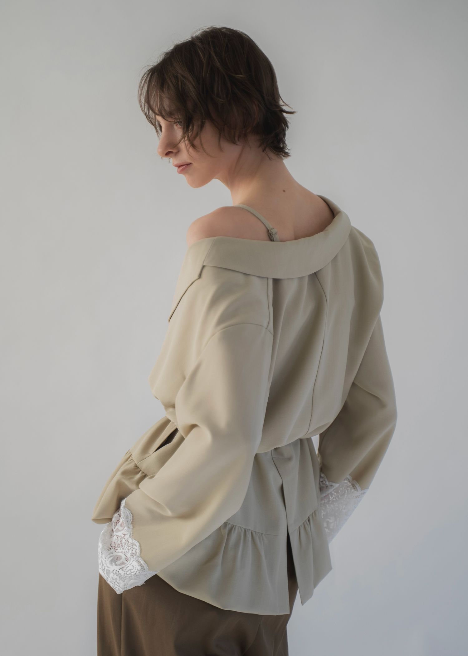 cuffs lace hem balloon frill JK