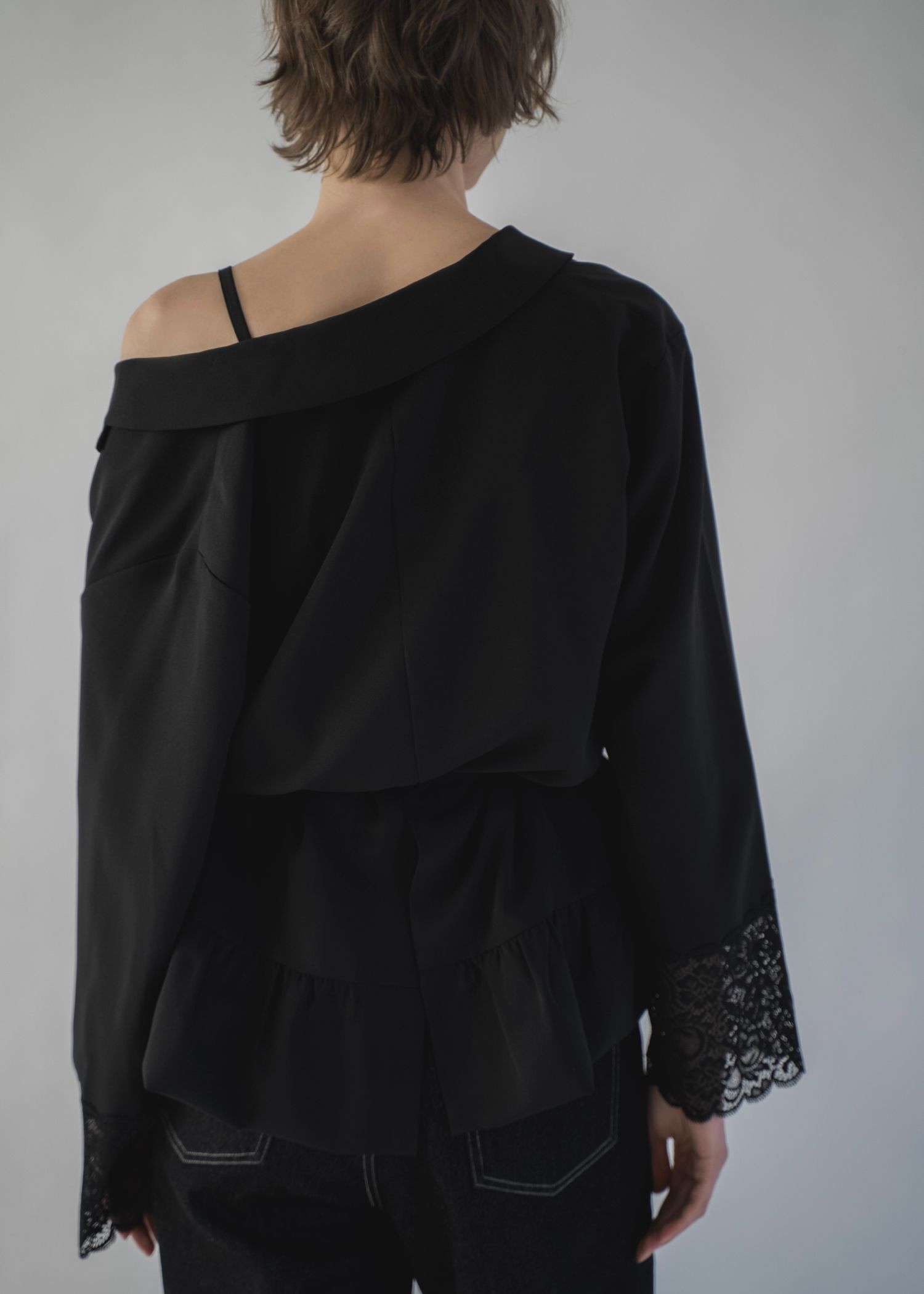 cuffs lace hem balloon frill JK