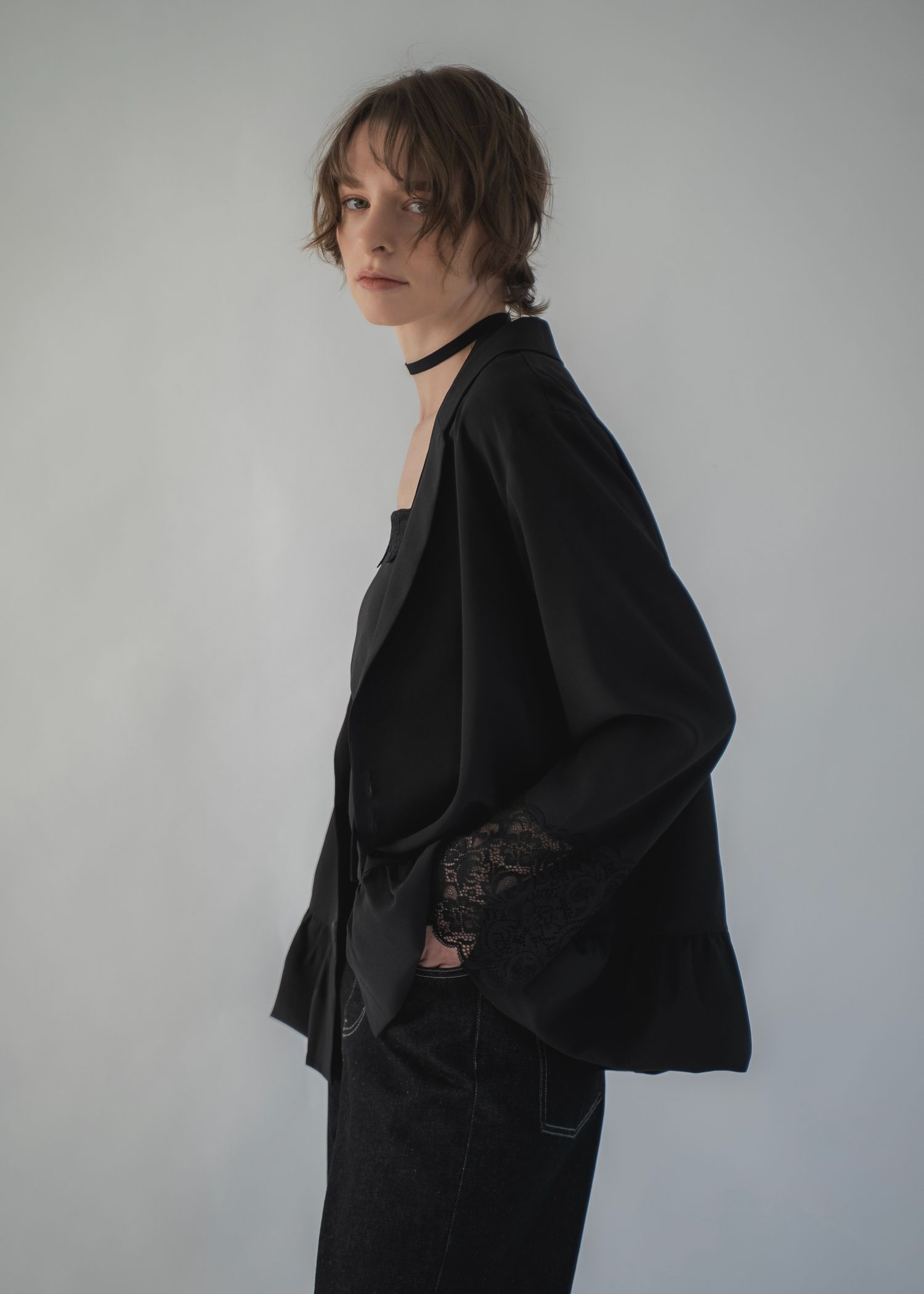 cuffs lace hem balloon frill JK