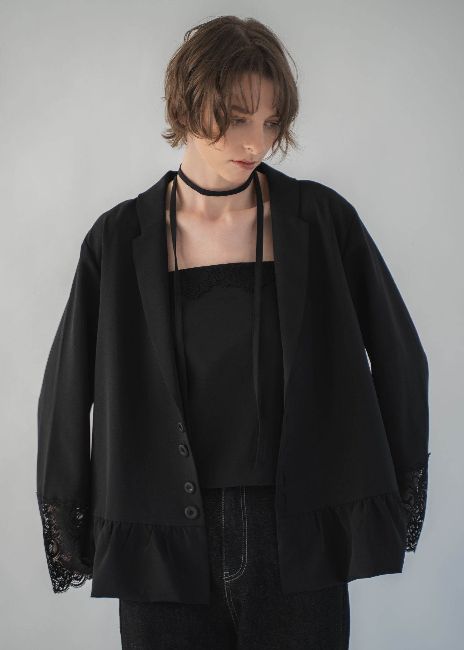 cuffs lace hem balloon frill JK