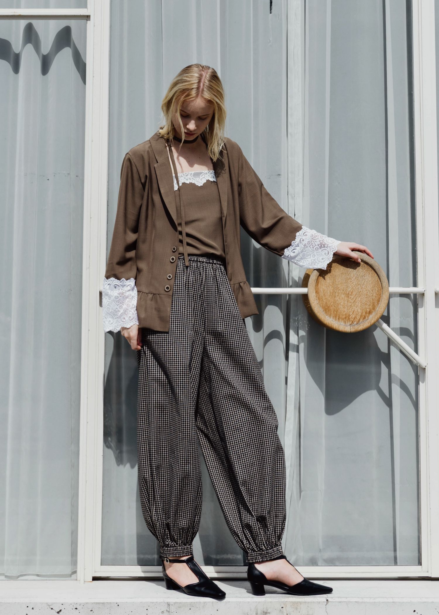 cuffs lace hem balloon frill JK