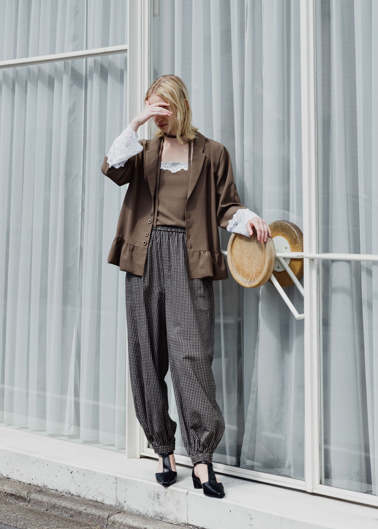 cuffs lace hem balloon frill JK