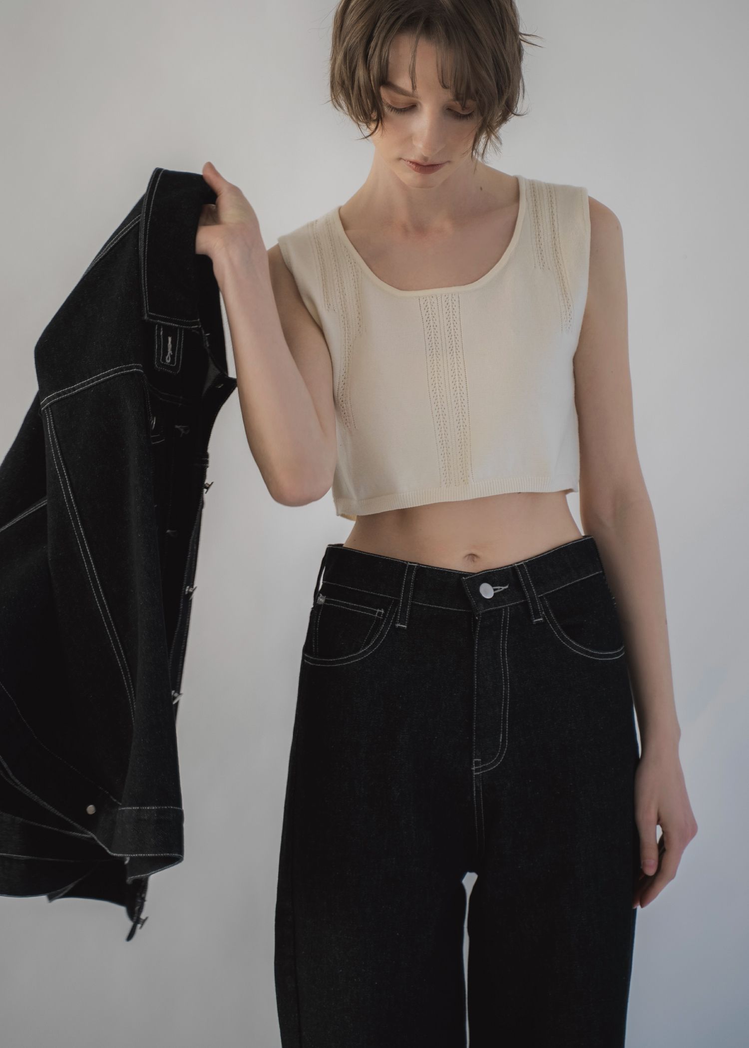 lace embellished hem straight denim PT