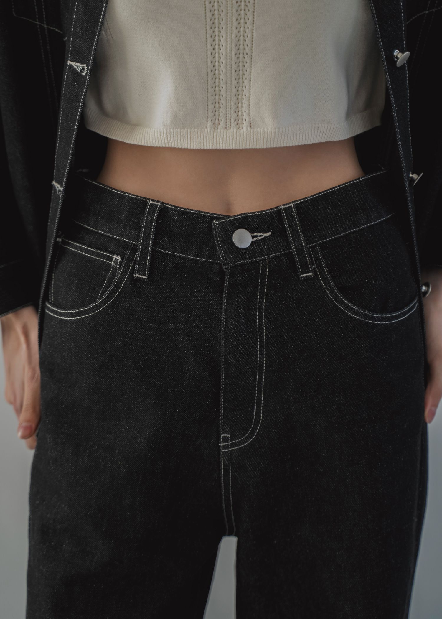 lace embellished hem straight denim PT