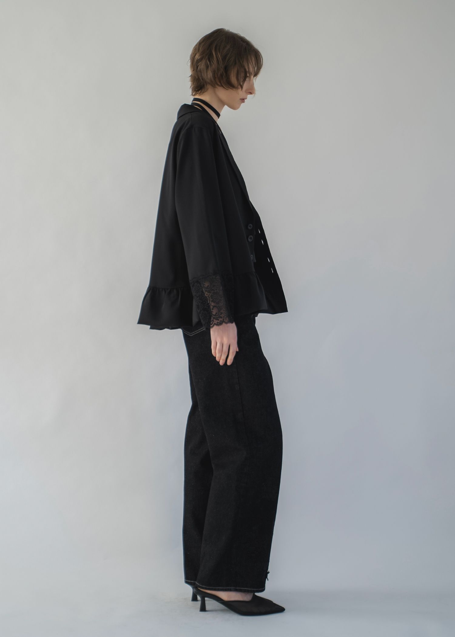 lace embellished hem straight denim PT