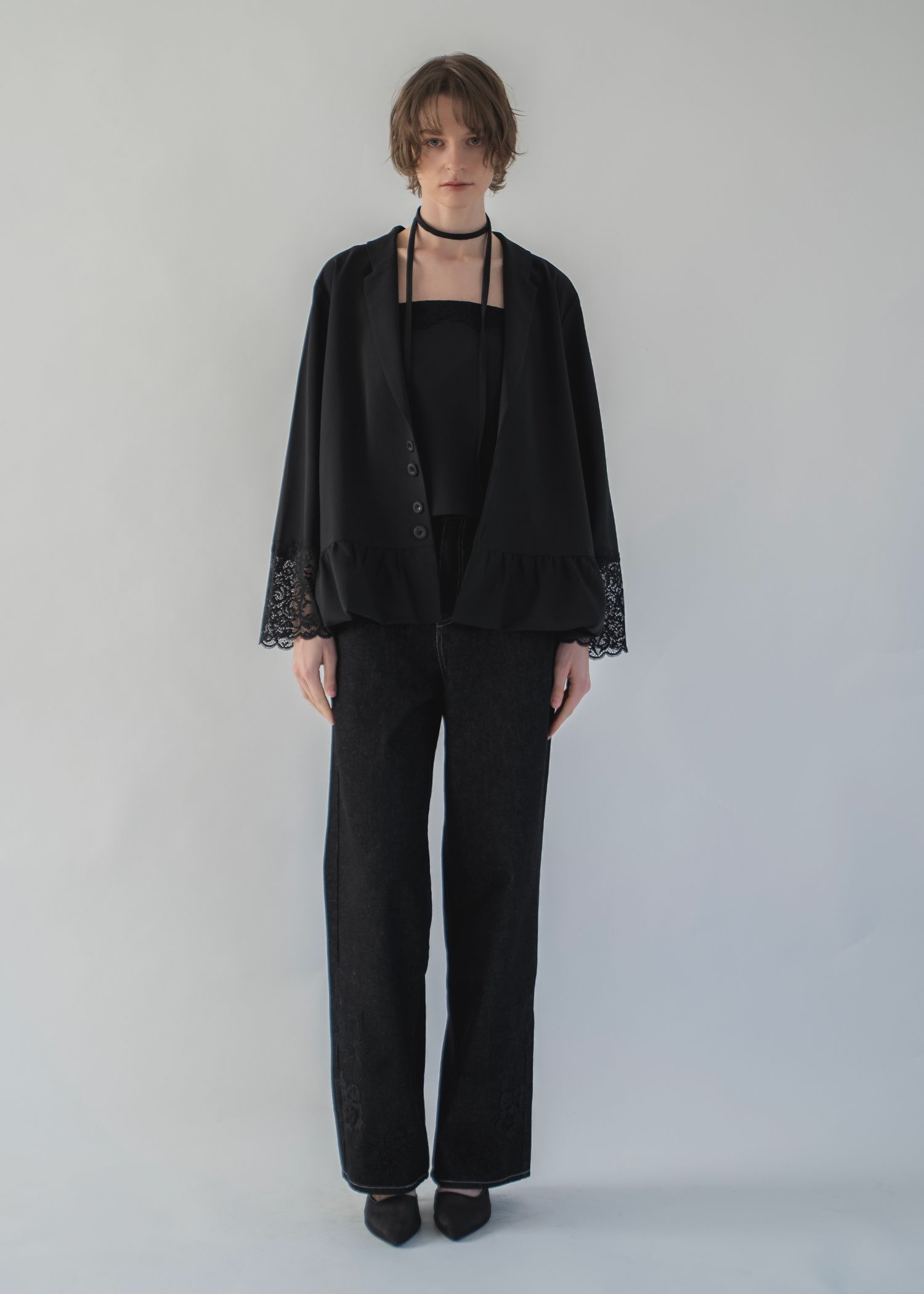 lace embellished hem straight denim PT