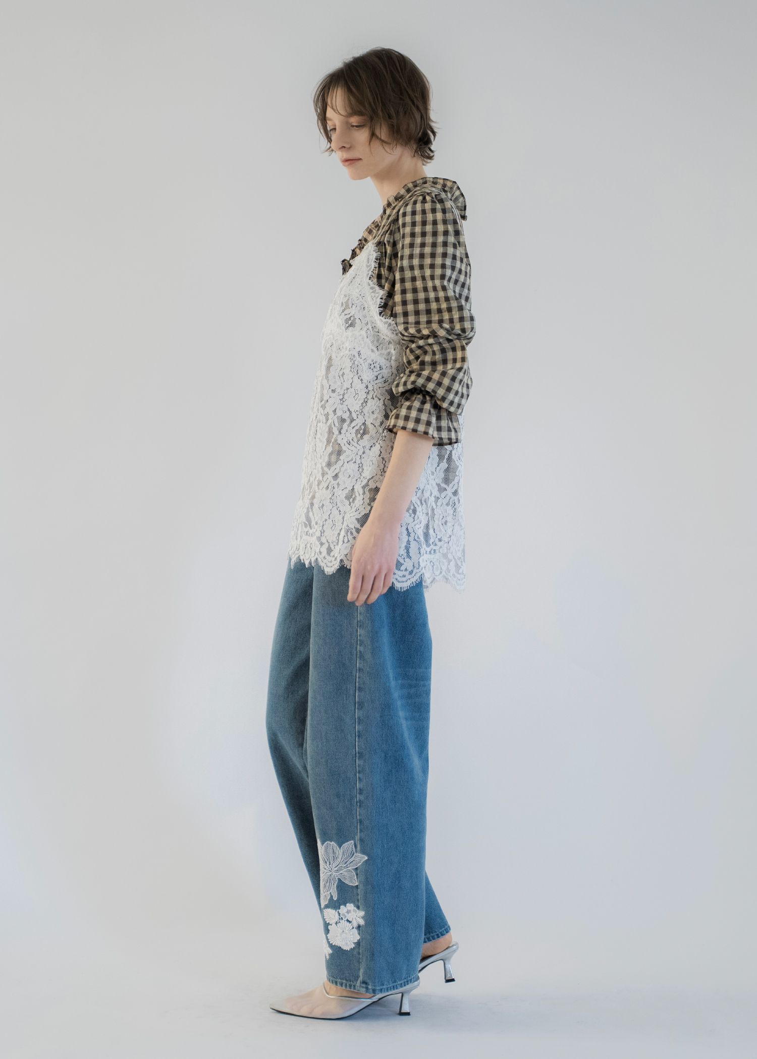 lace embellished hem straight denim PT