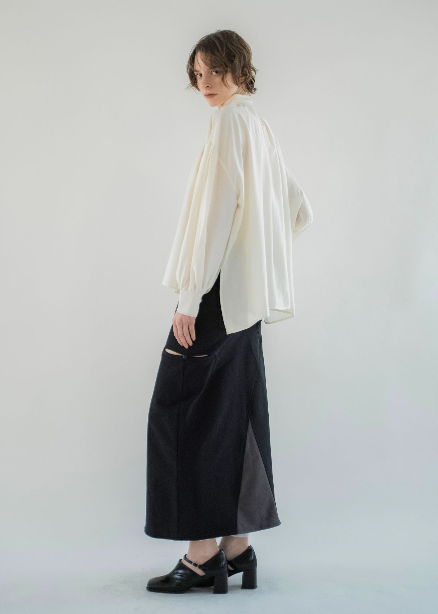 back bi color patchwork remake sweat SK