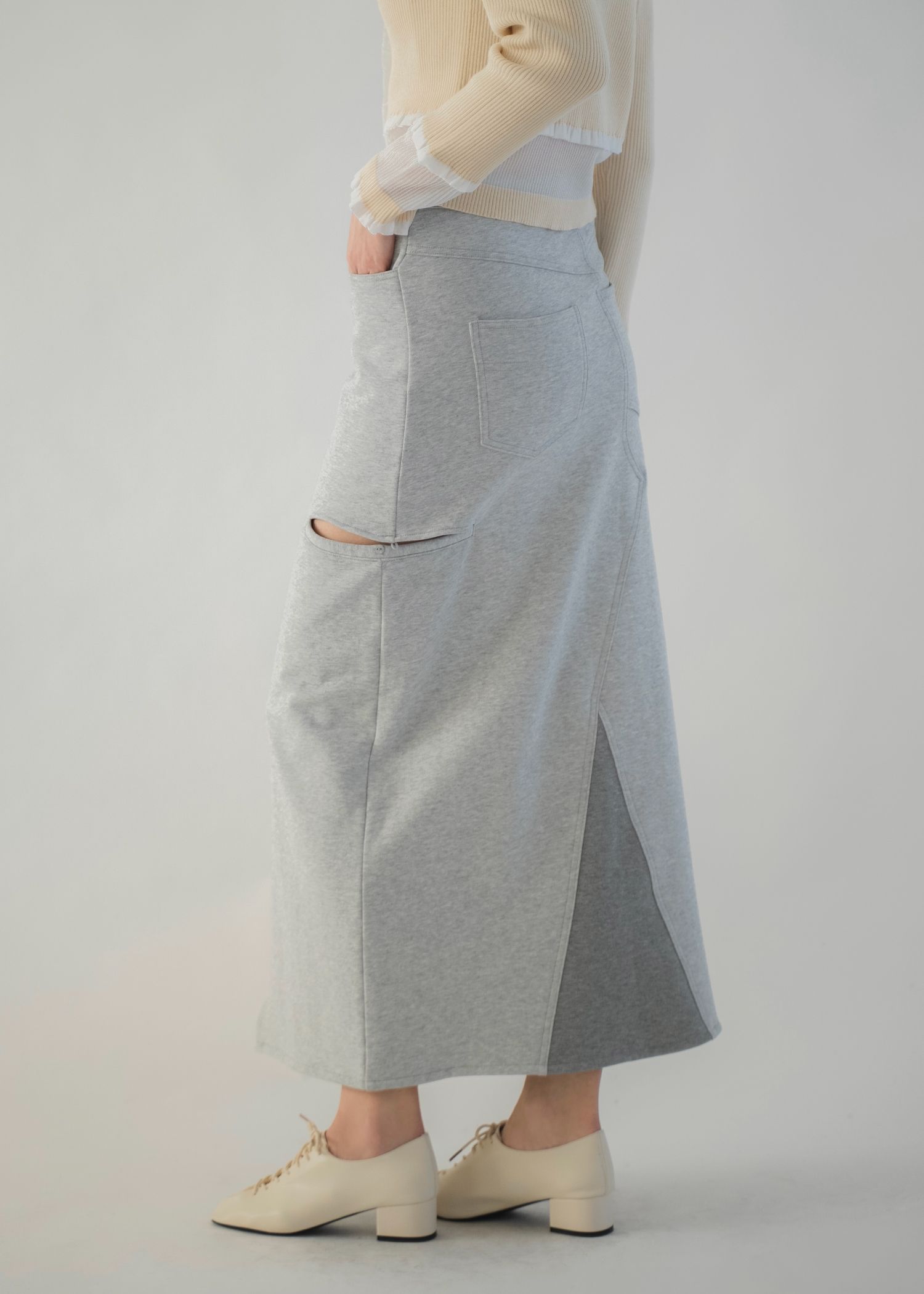 back bi color patchwork remake sweat SK