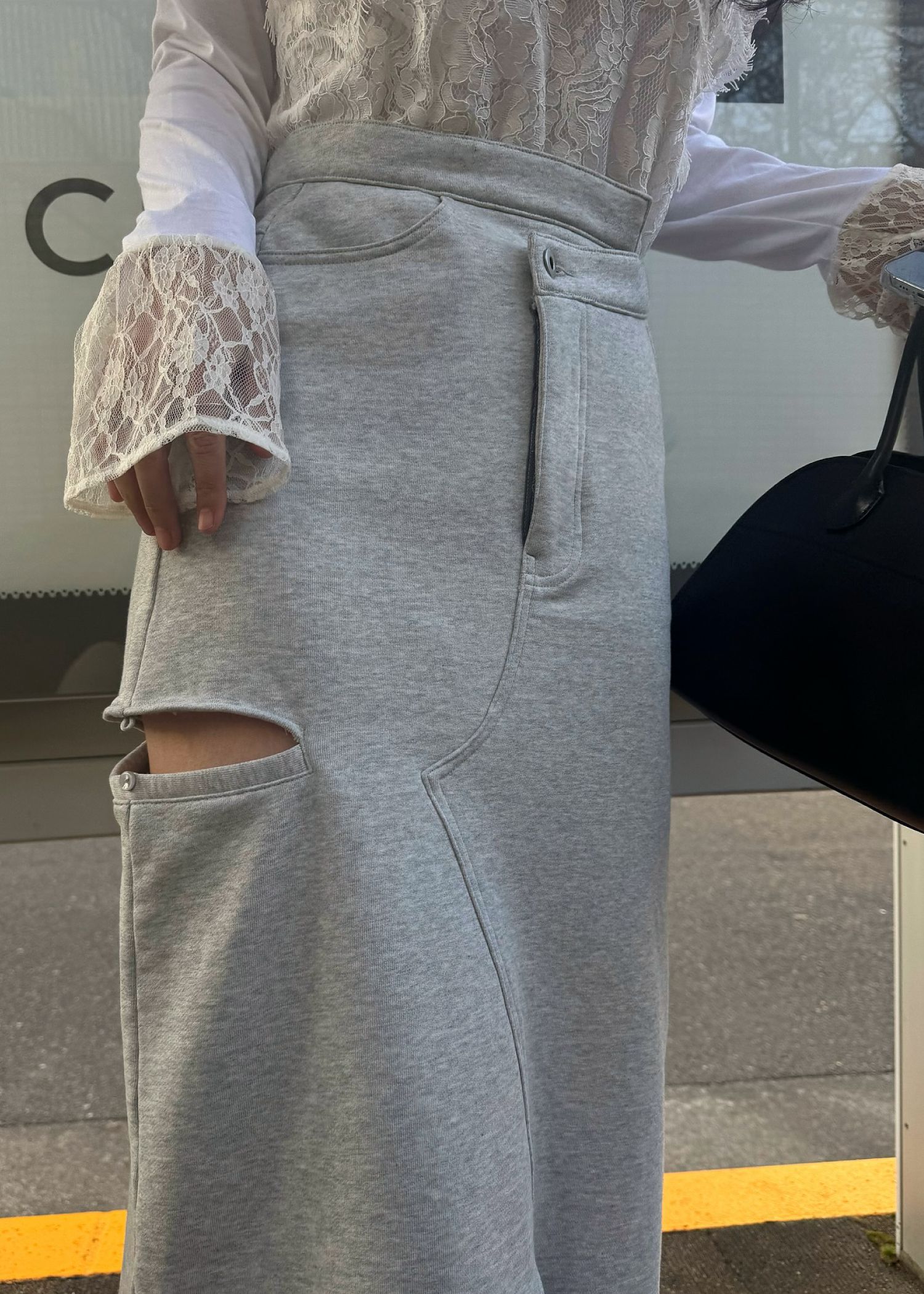 back bi color patchwork remake sweat SK