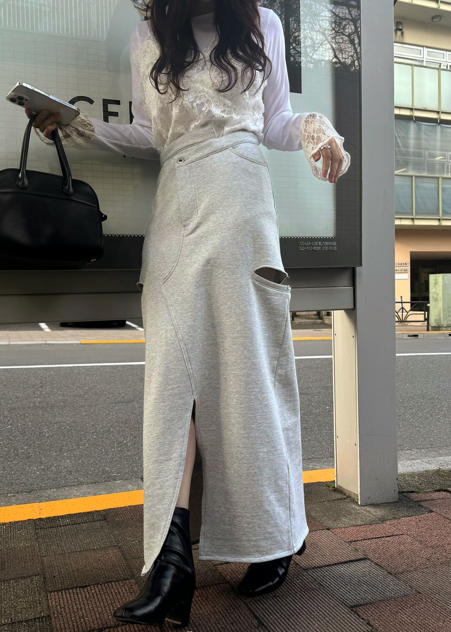 back bi color patchwork remake sweat SK