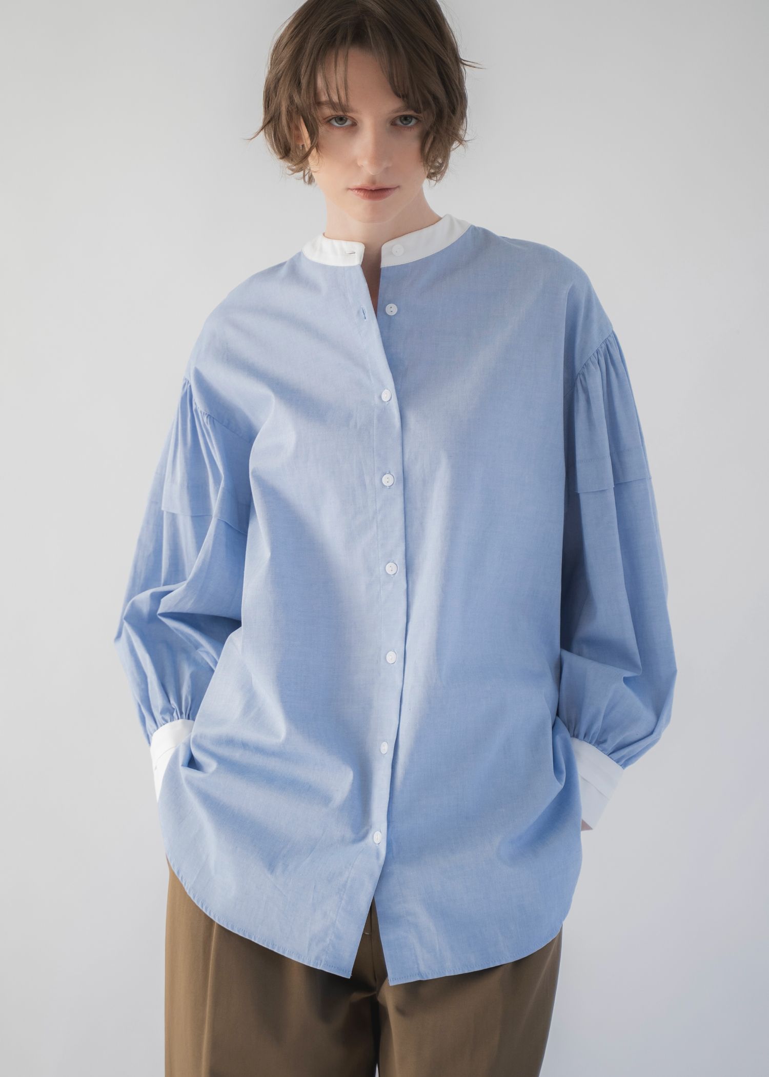 stripe balloon sleeve cleric BL