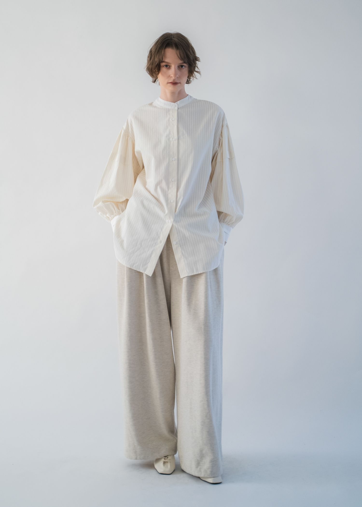 stripe balloon sleeve cleric BL