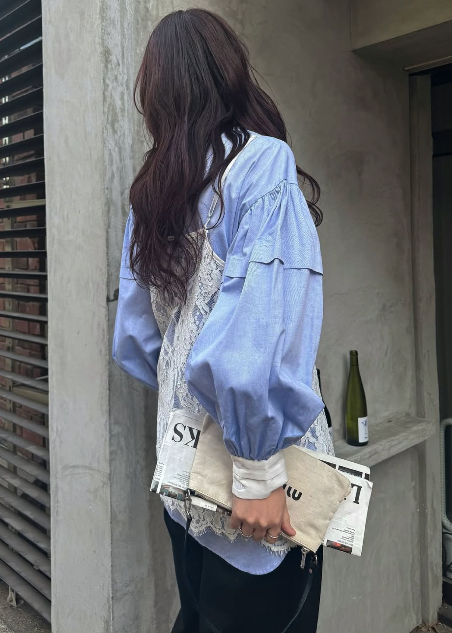 stripe balloon sleeve cleric BL