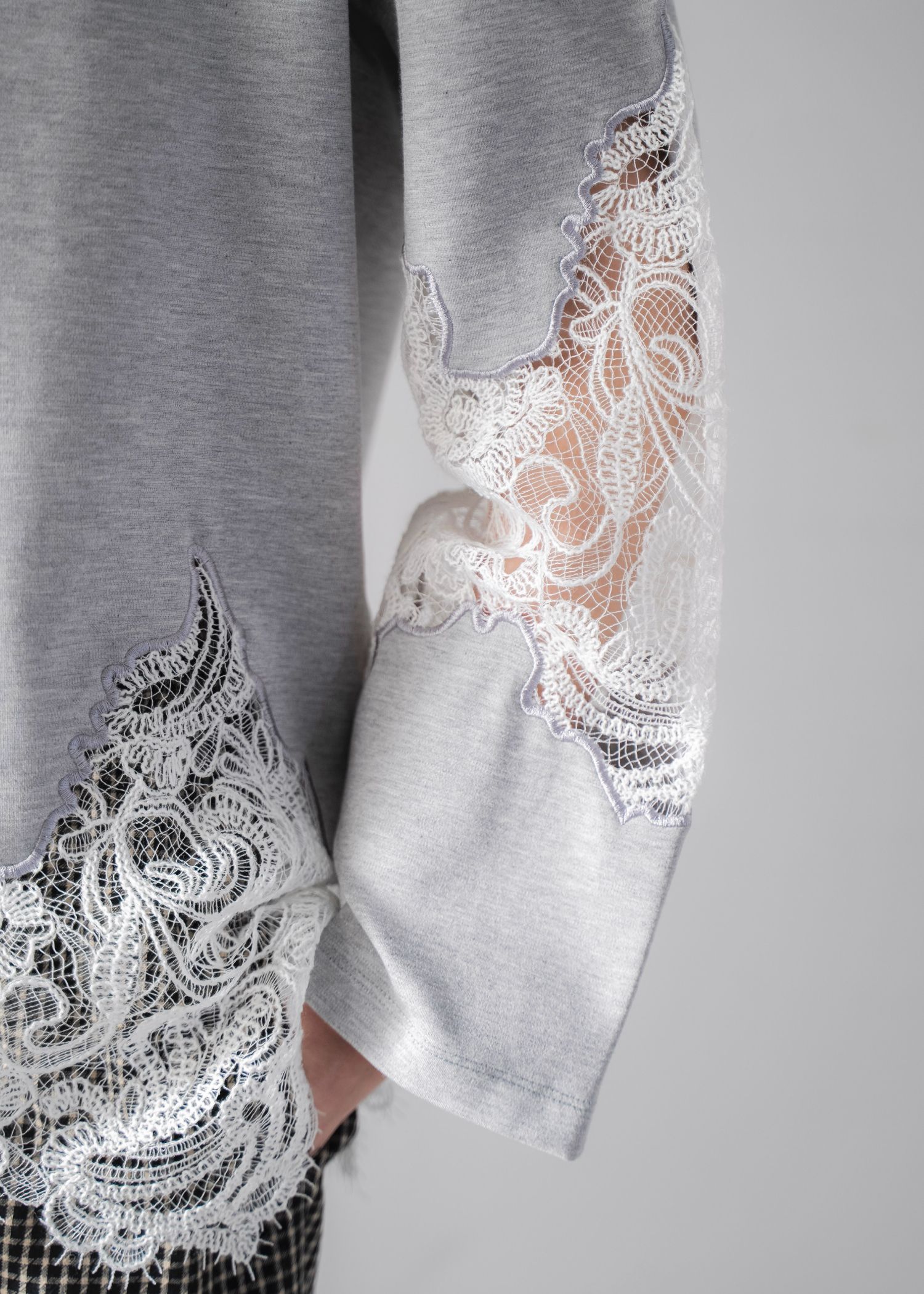 scallop lace sheer panel cut & sewn tops