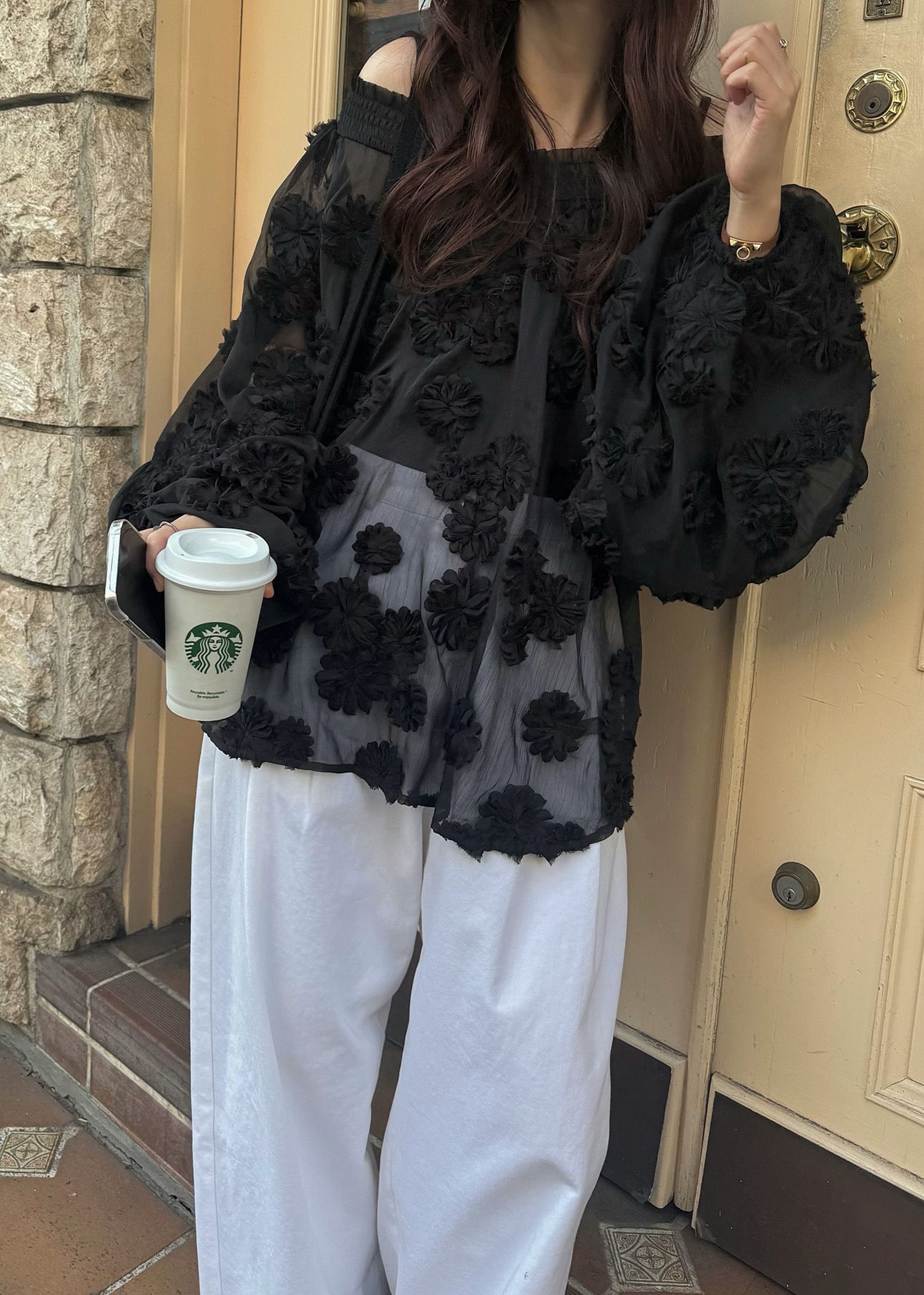 flower motif sheer BL