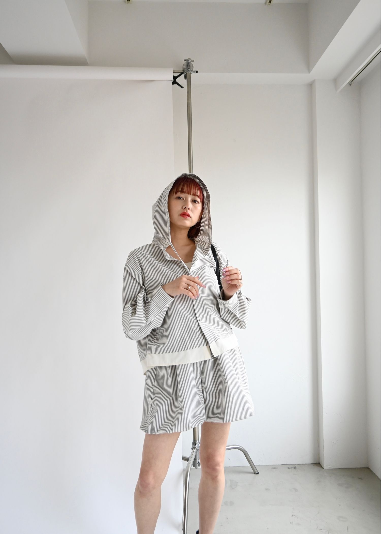 UV cut layered hem shirt hoodie tops