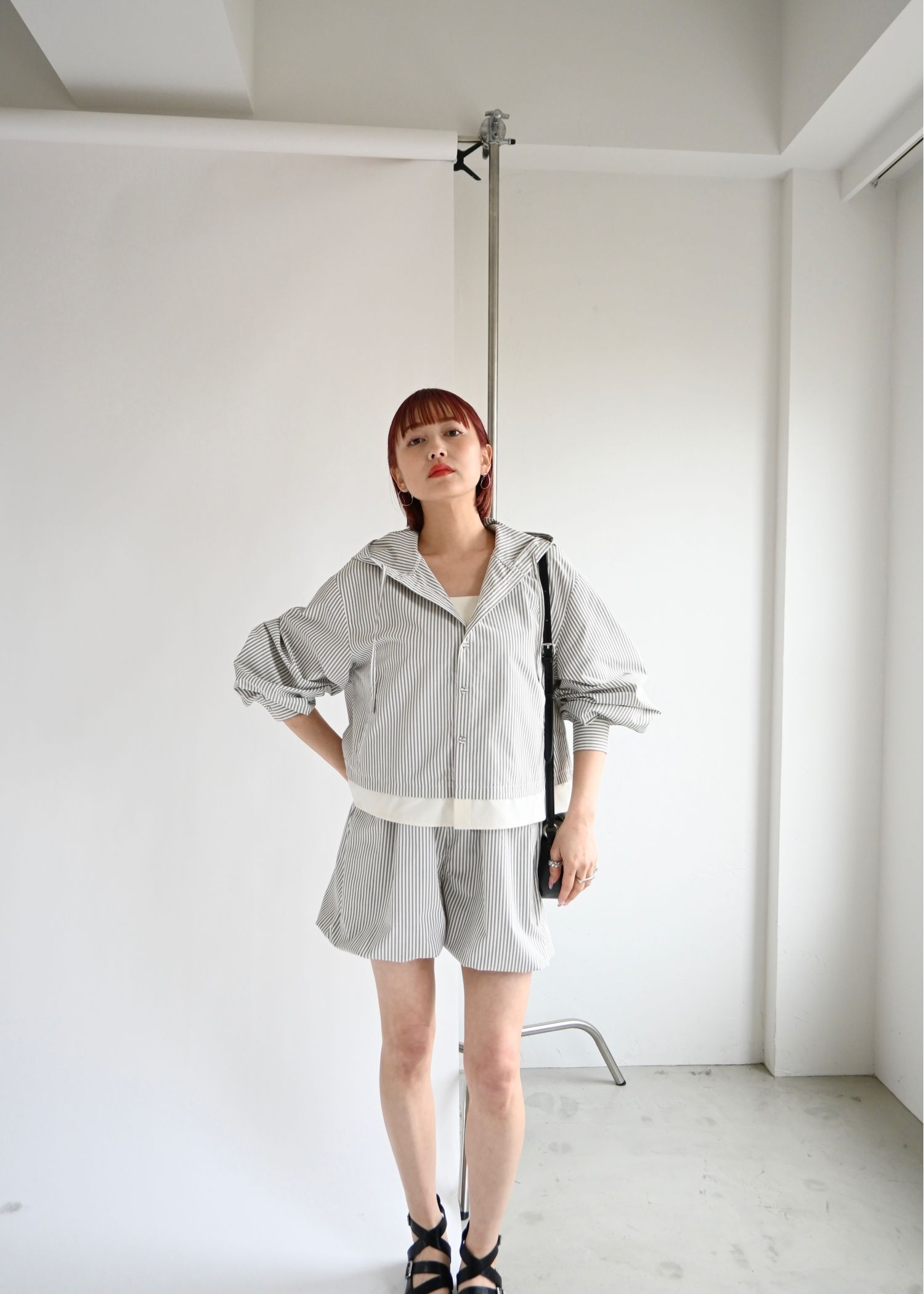 UV cut layered hem shirt hoodie tops