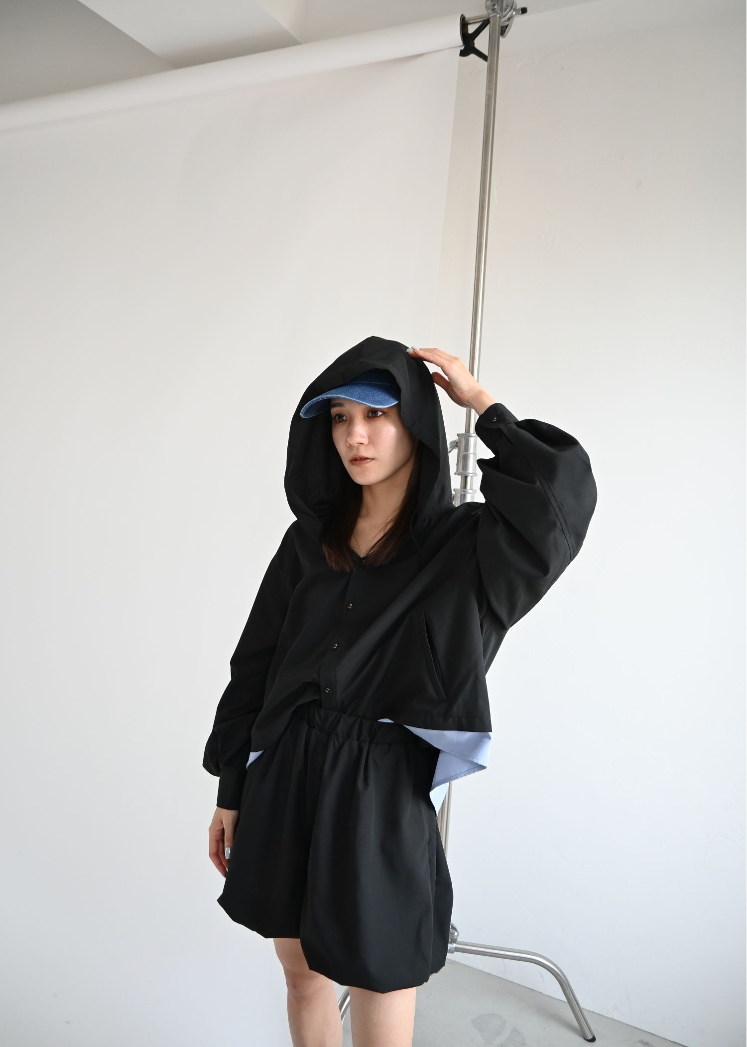 UV cut layered hem shirt hoodie tops