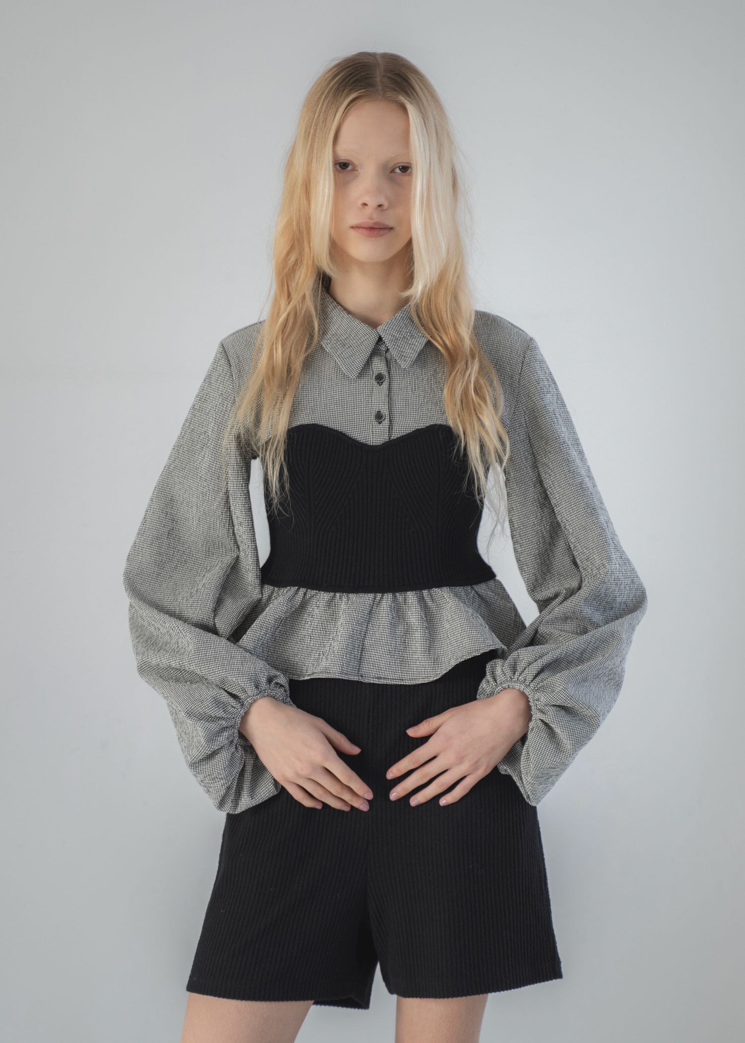 knit bustier docking peplum BL