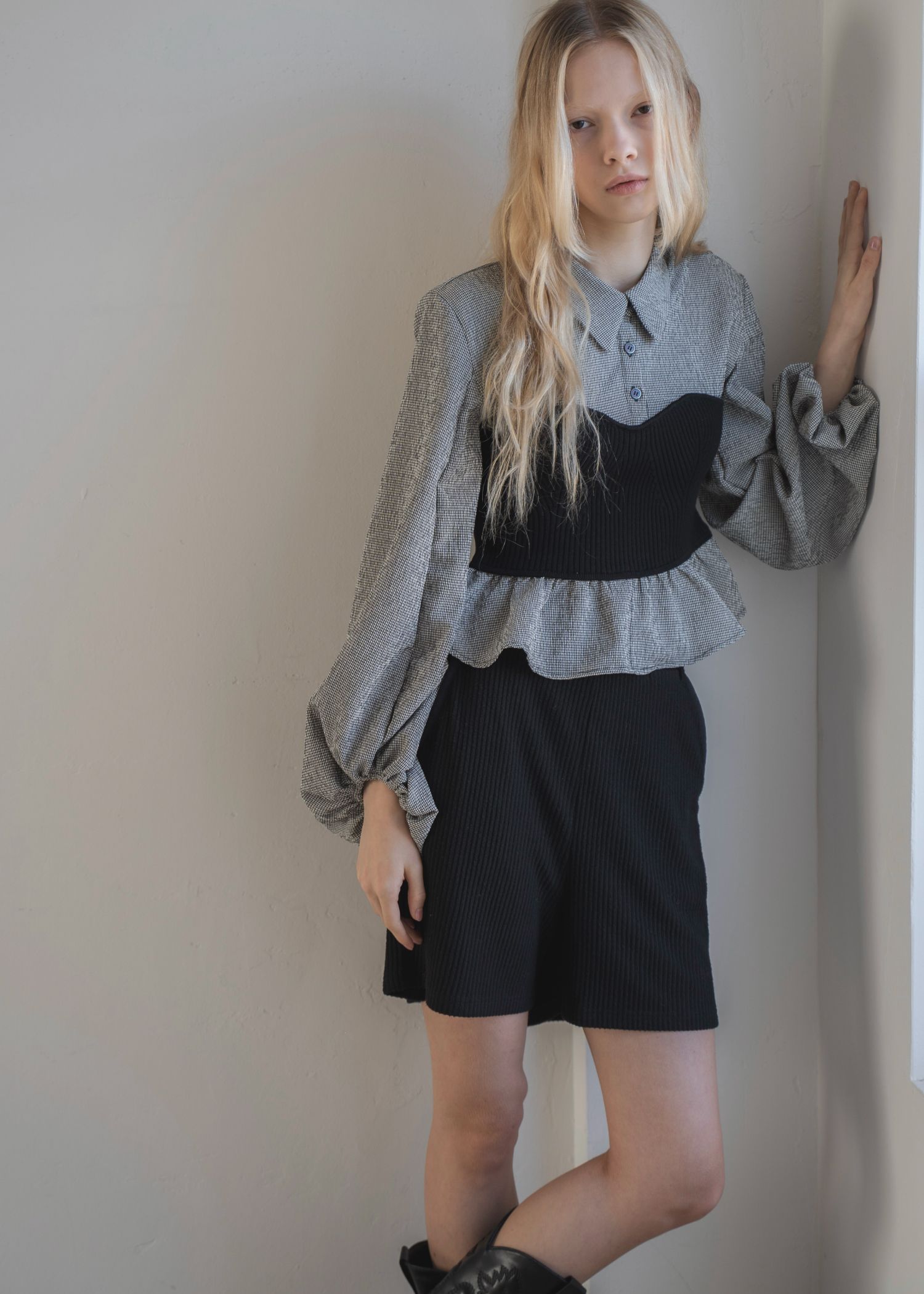 knit bustier docking peplum BL