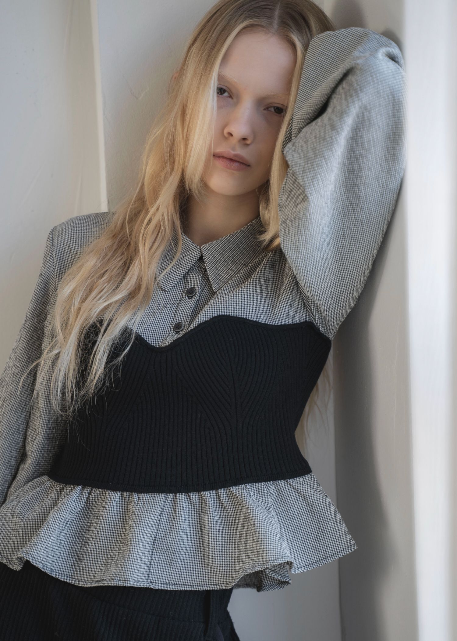 knit bustier docking peplum BL