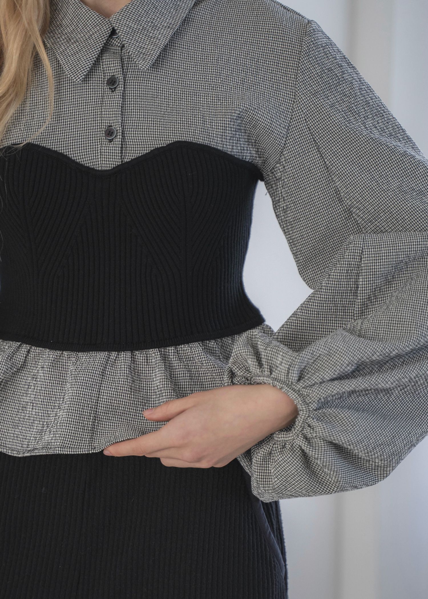 knit bustier docking peplum BL