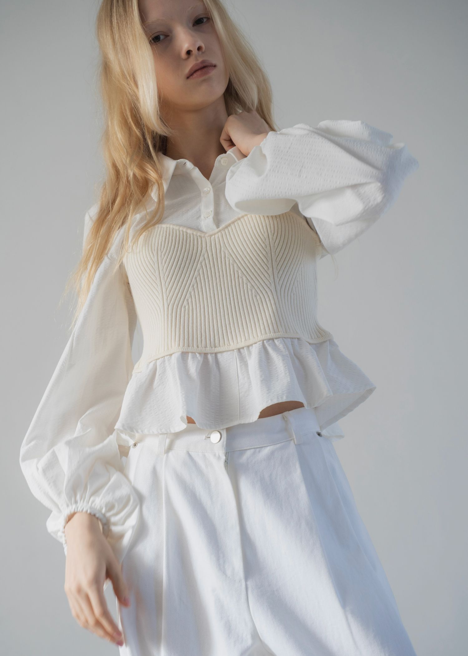 knit bustier docking peplum BL