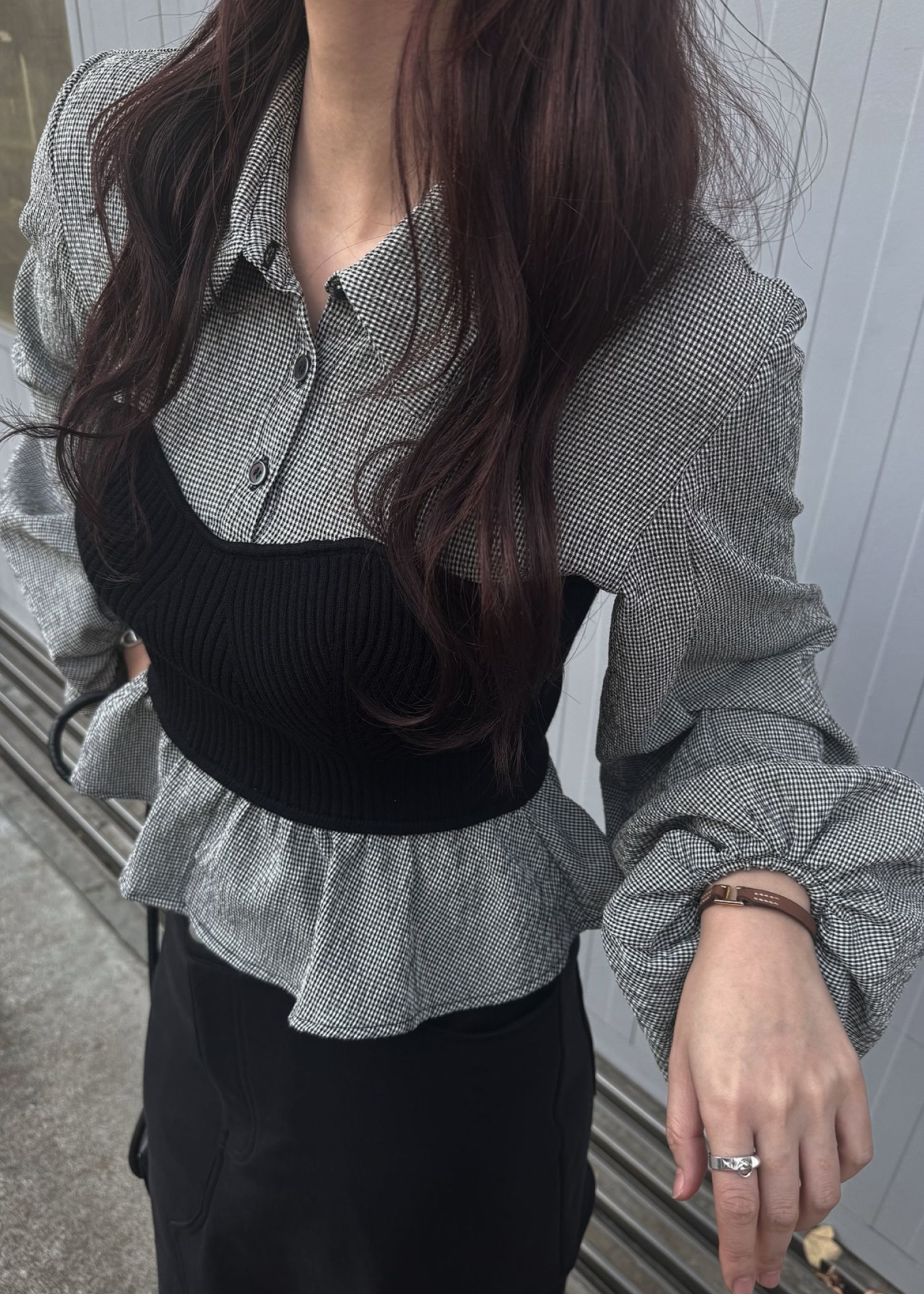 knit bustier docking peplum BL