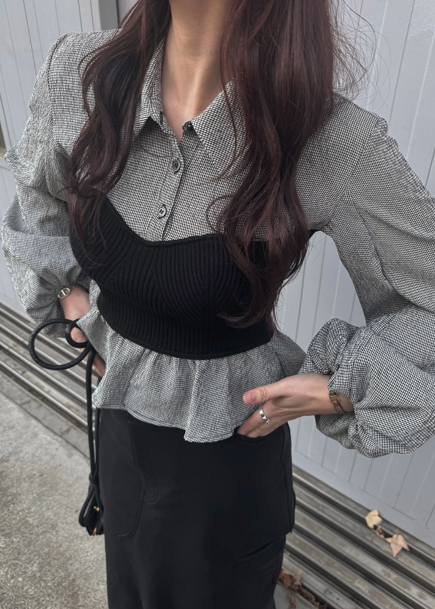 knit bustier docking peplum BL