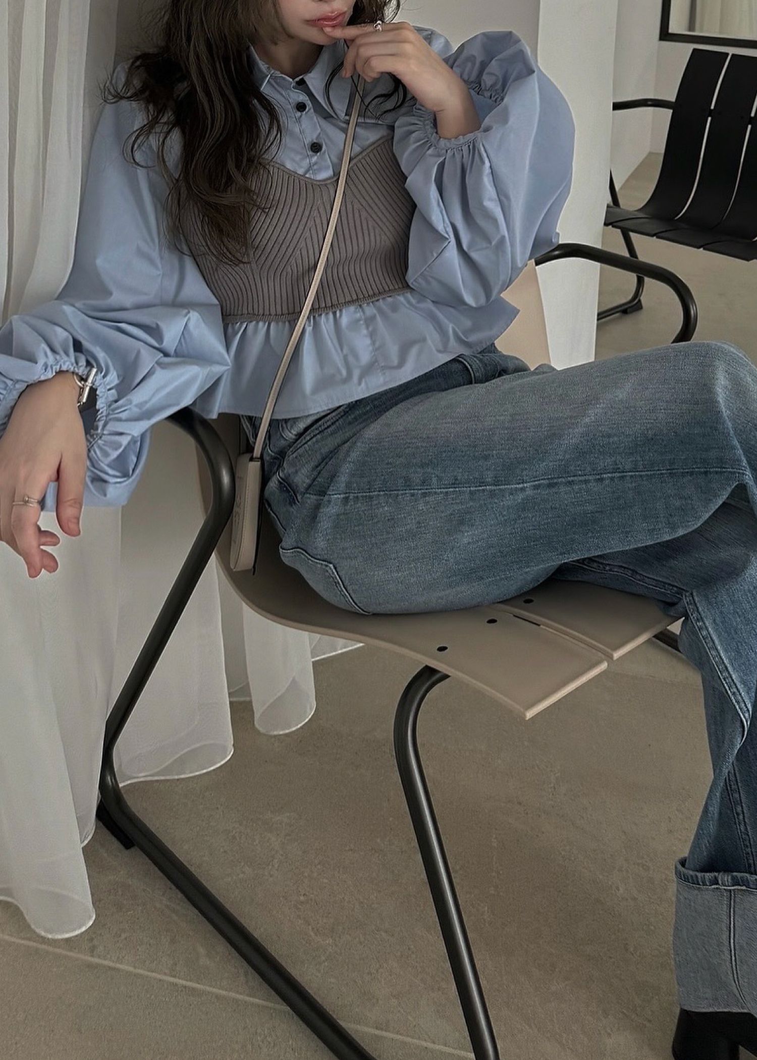 knit bustier docking peplum BL