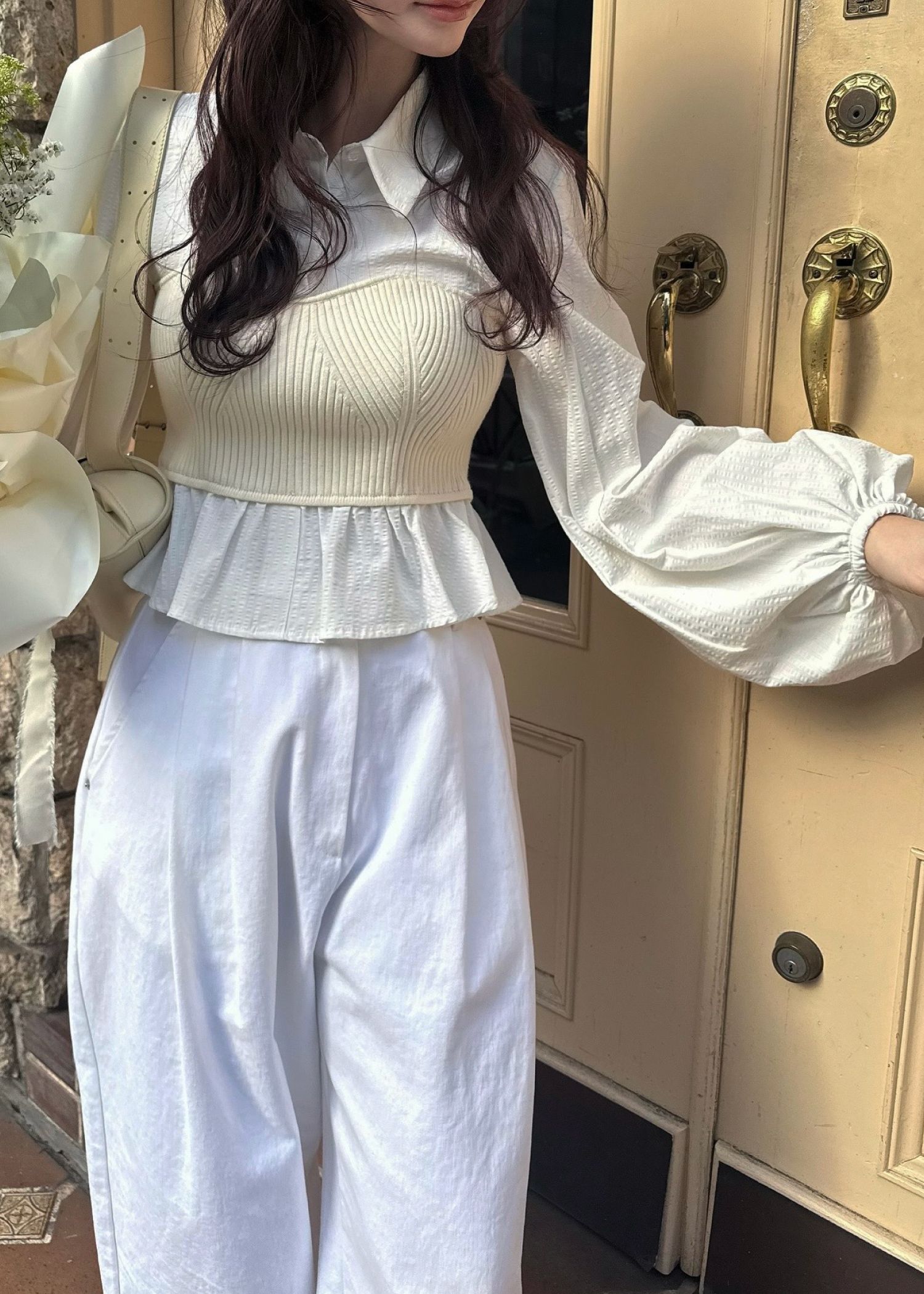 knit bustier docking peplum BL