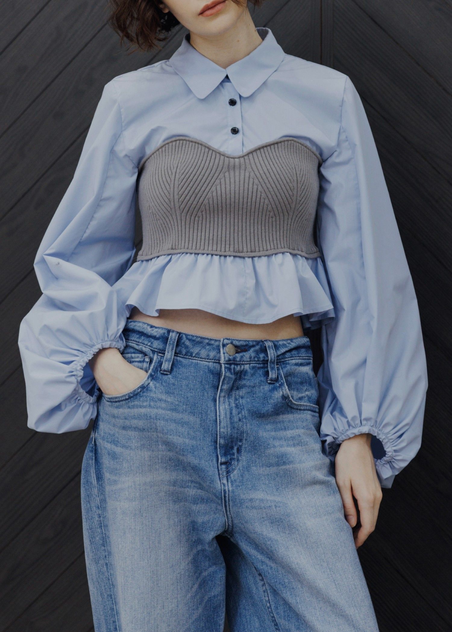 knit bustier docking peplum BL